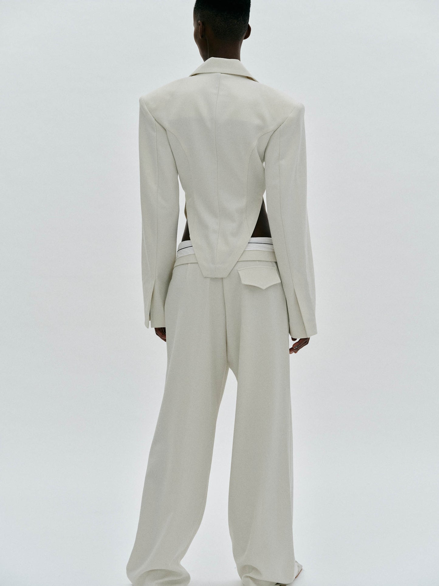 Reversed Waistband Suit Trousers, Alabaster