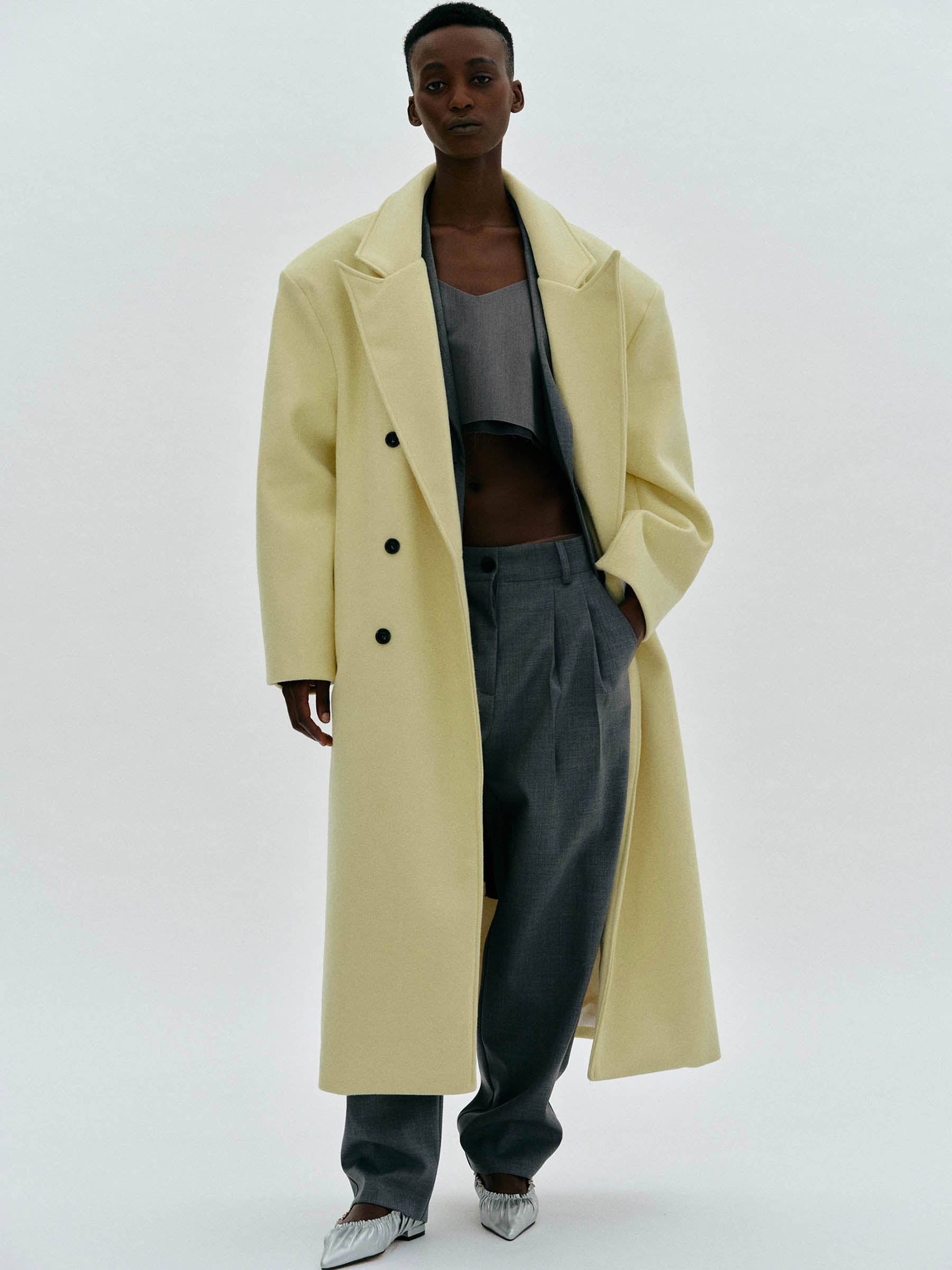 Oversized Grandpa Coat, Lemon