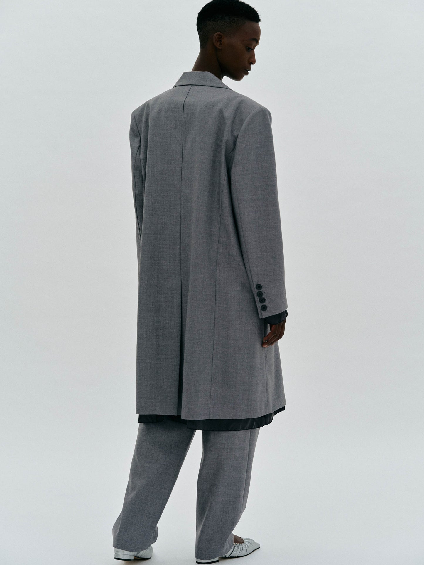 Layered Long Suit Blazer, Grey