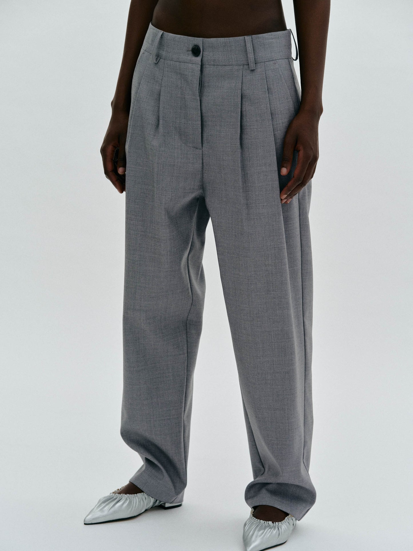 Low Rise Suiting Trousers, Grey