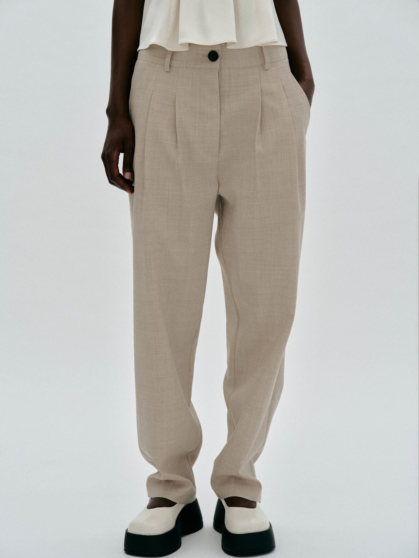 Low Rise Suiting Trousers, Oat Melange