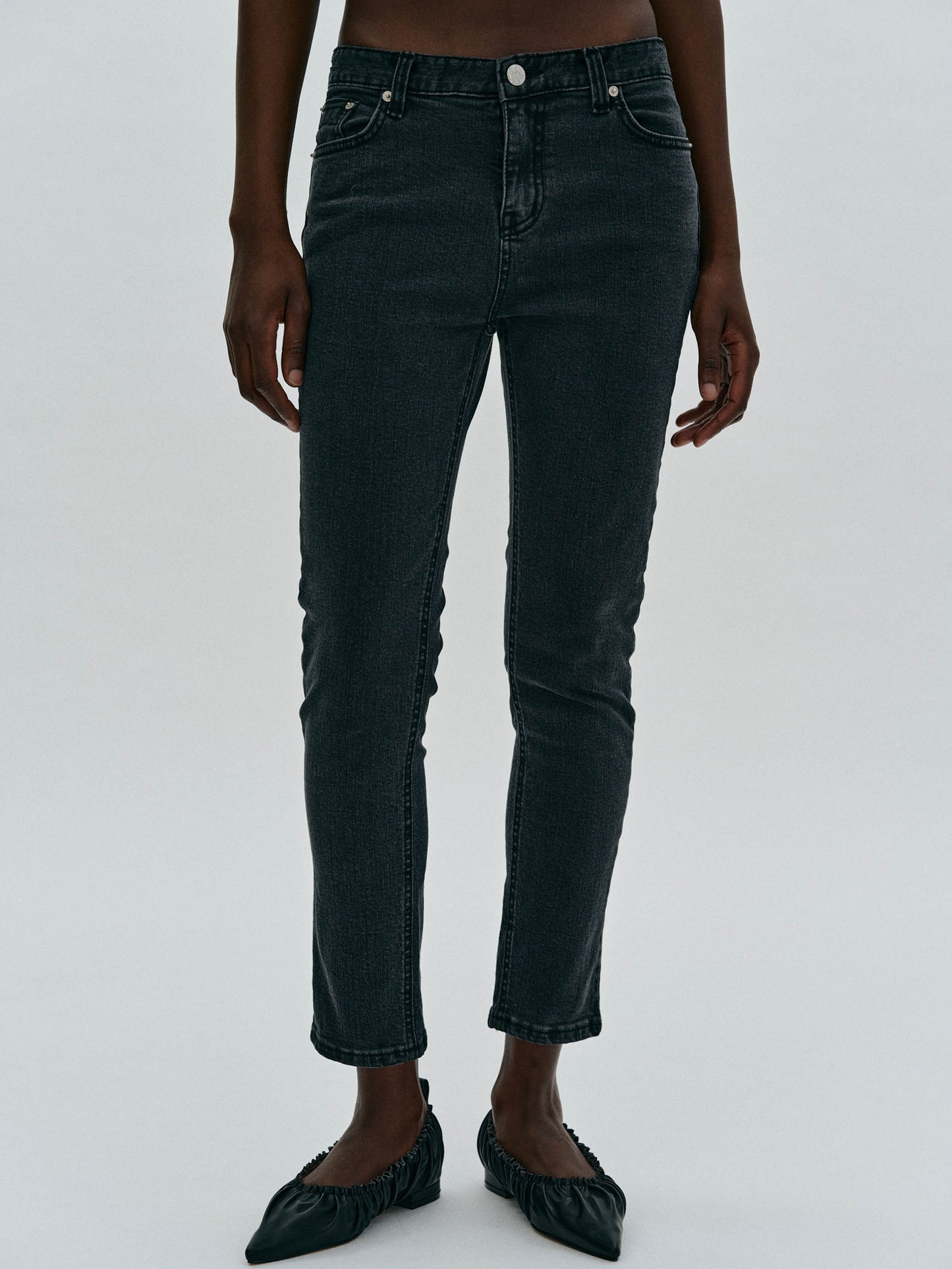 Low Rise Skinny Jeans, Black Washed