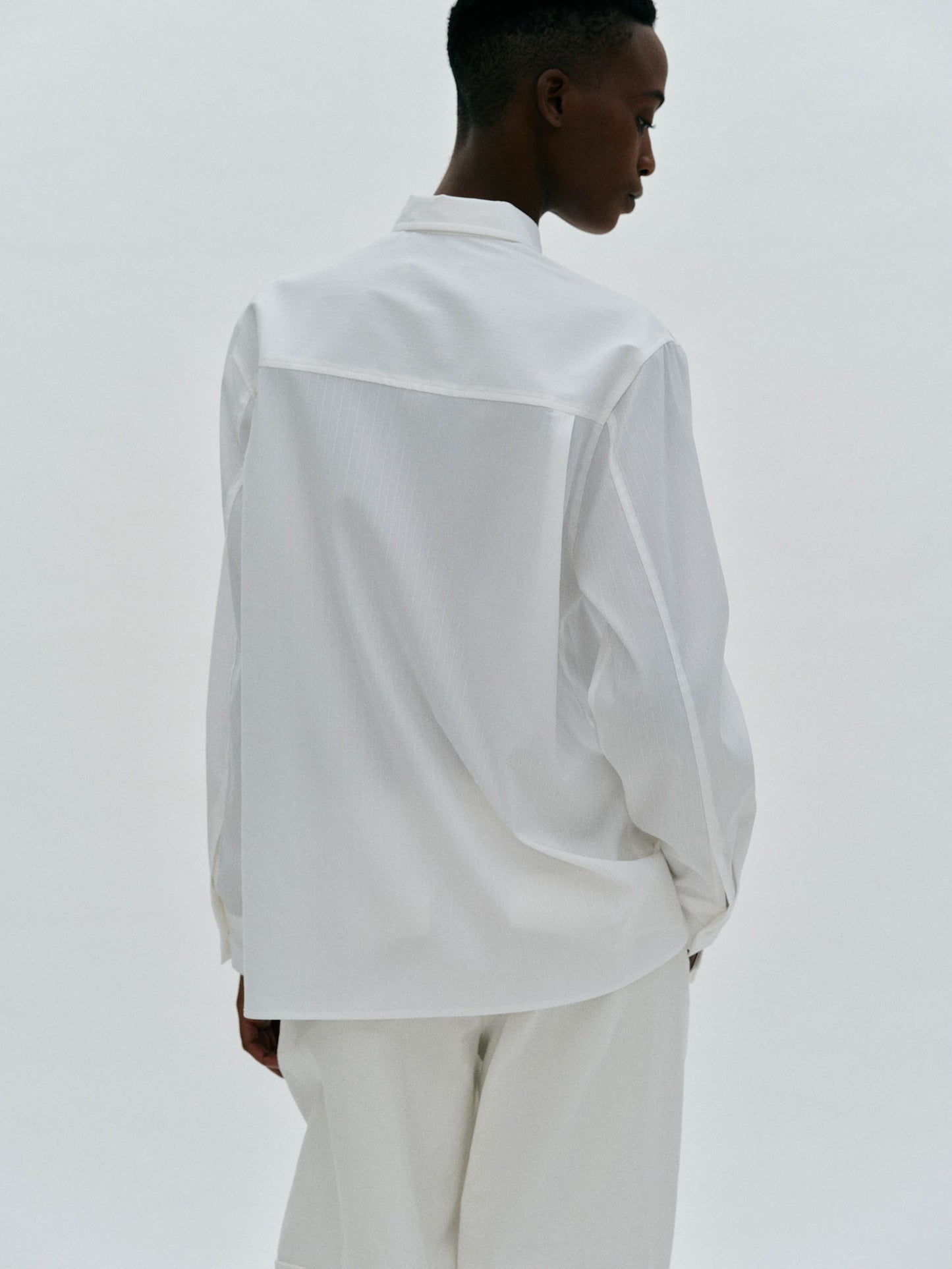 Pinstripe Suiting Shirt, White