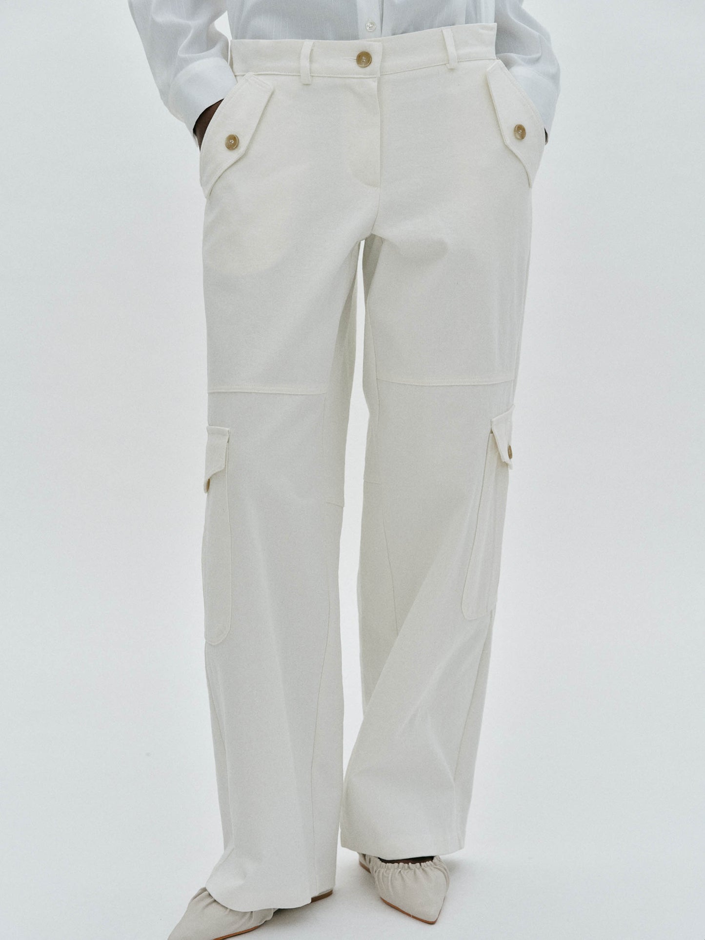 Paneled Cargo Pants, Ivory