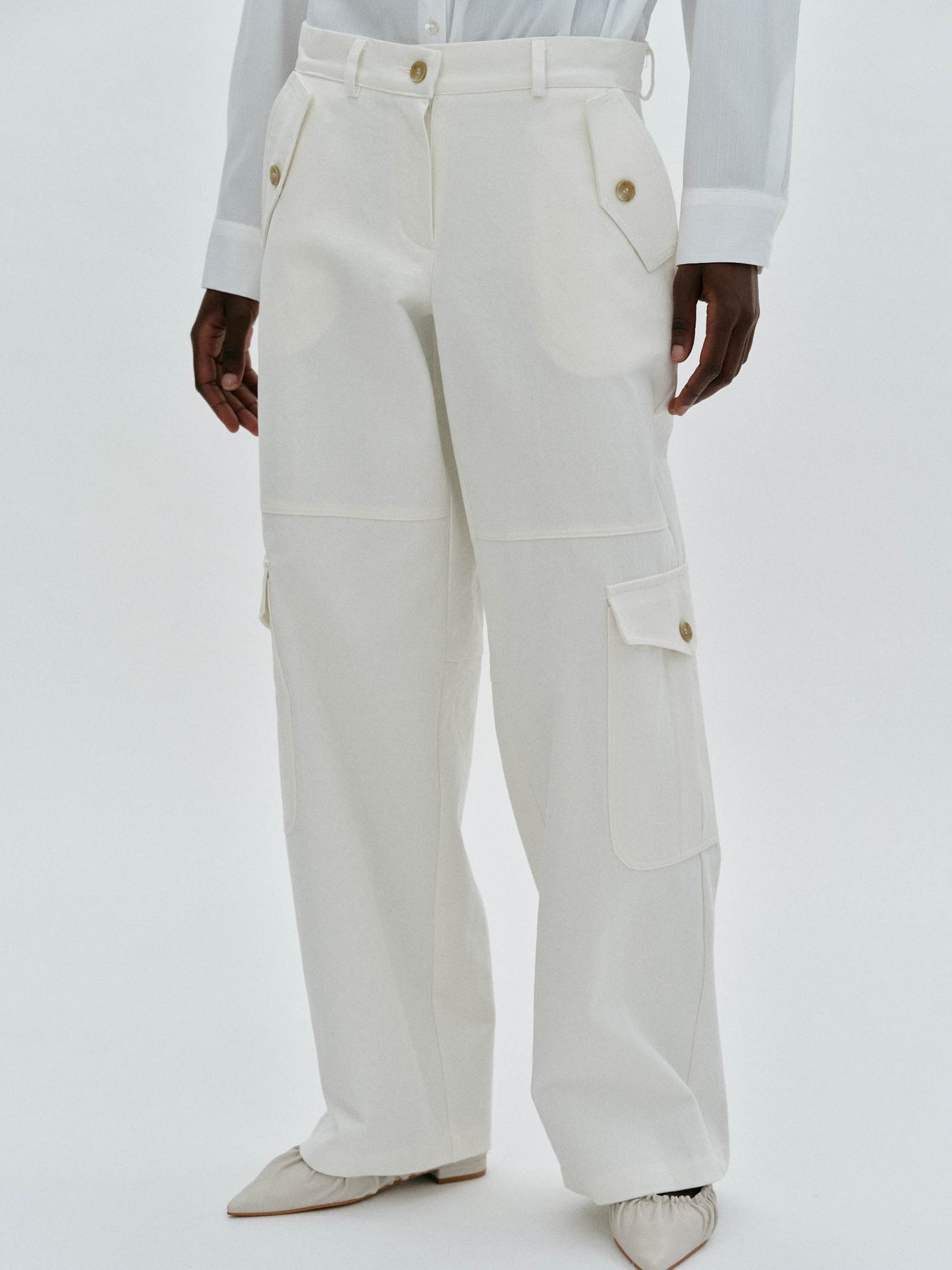 Paneled Cargo Pants, Ivory