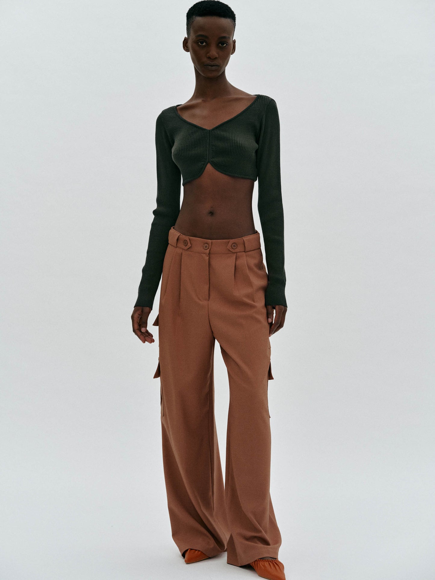 Butterfly Cropped Knit, Dark Olive