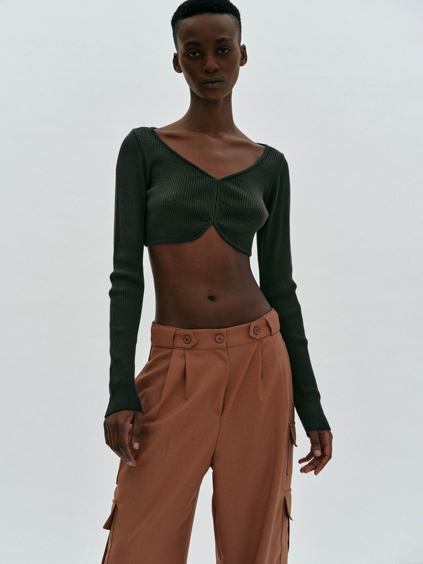 Butterfly Cropped Knit, Dark Olive