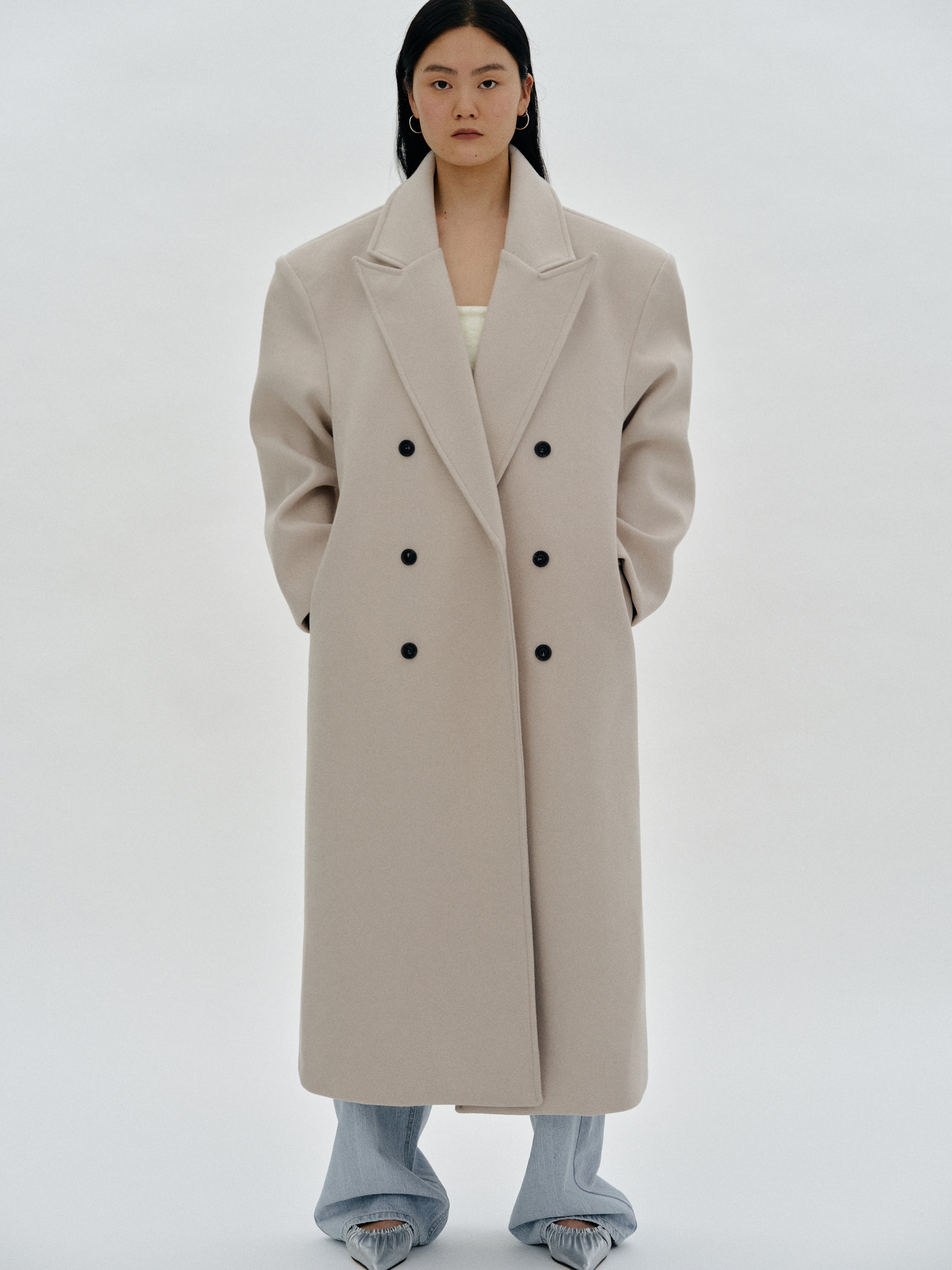 Wallis Oversized Grandpa Coat, Beige