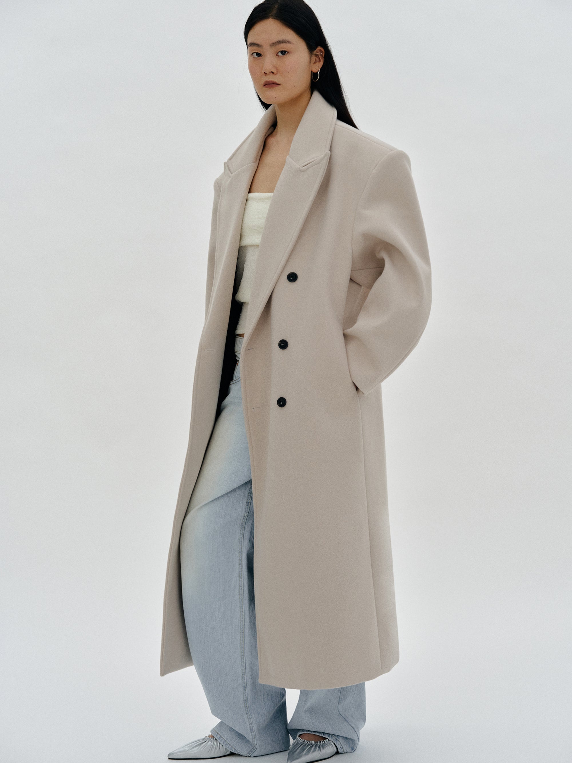 Oversized sales beige coat