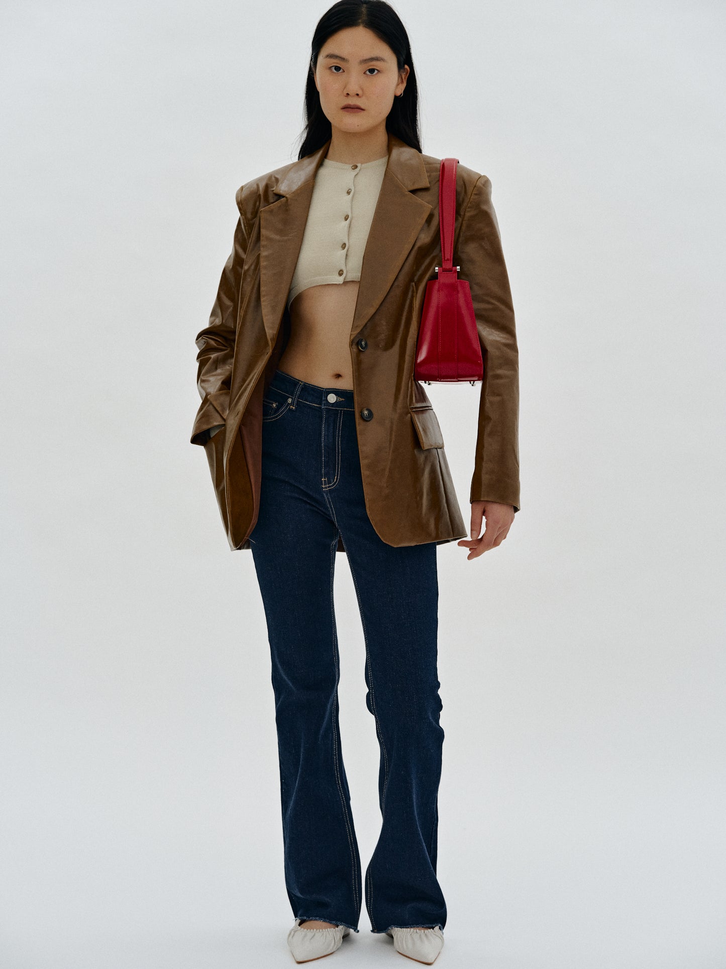 Leather Shoulder Bag, Red