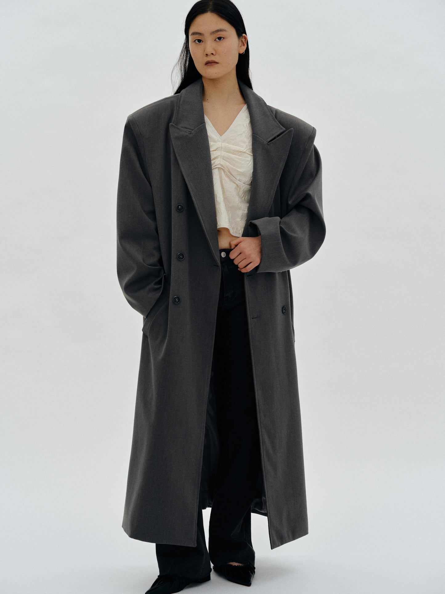 Oversized Grandpa Coat, Charcoal – SourceUnknown