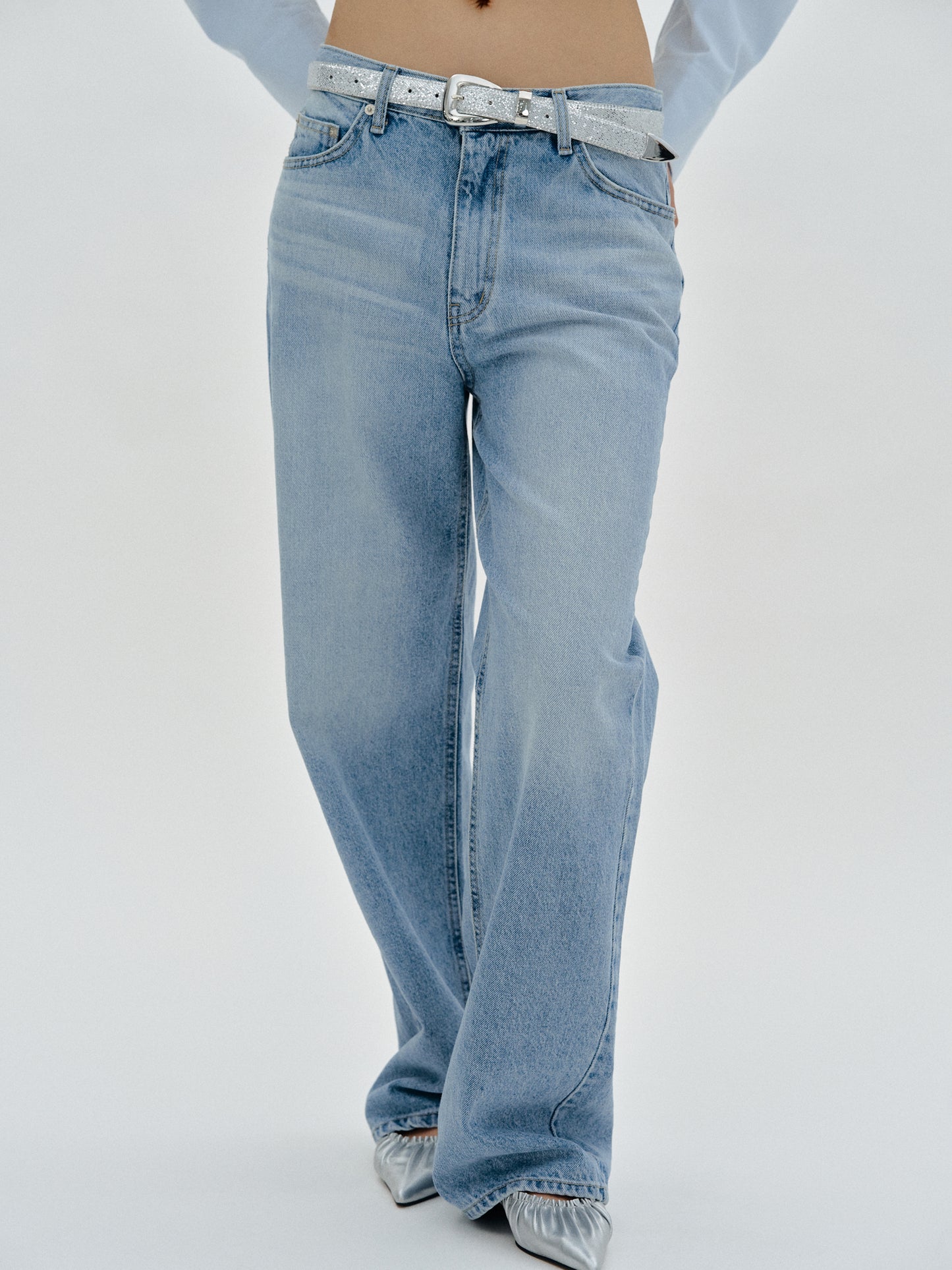 Mid Waist Classic Jeans, Light Blue