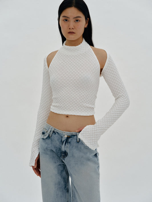 2 Piece Gauze Top Set, White