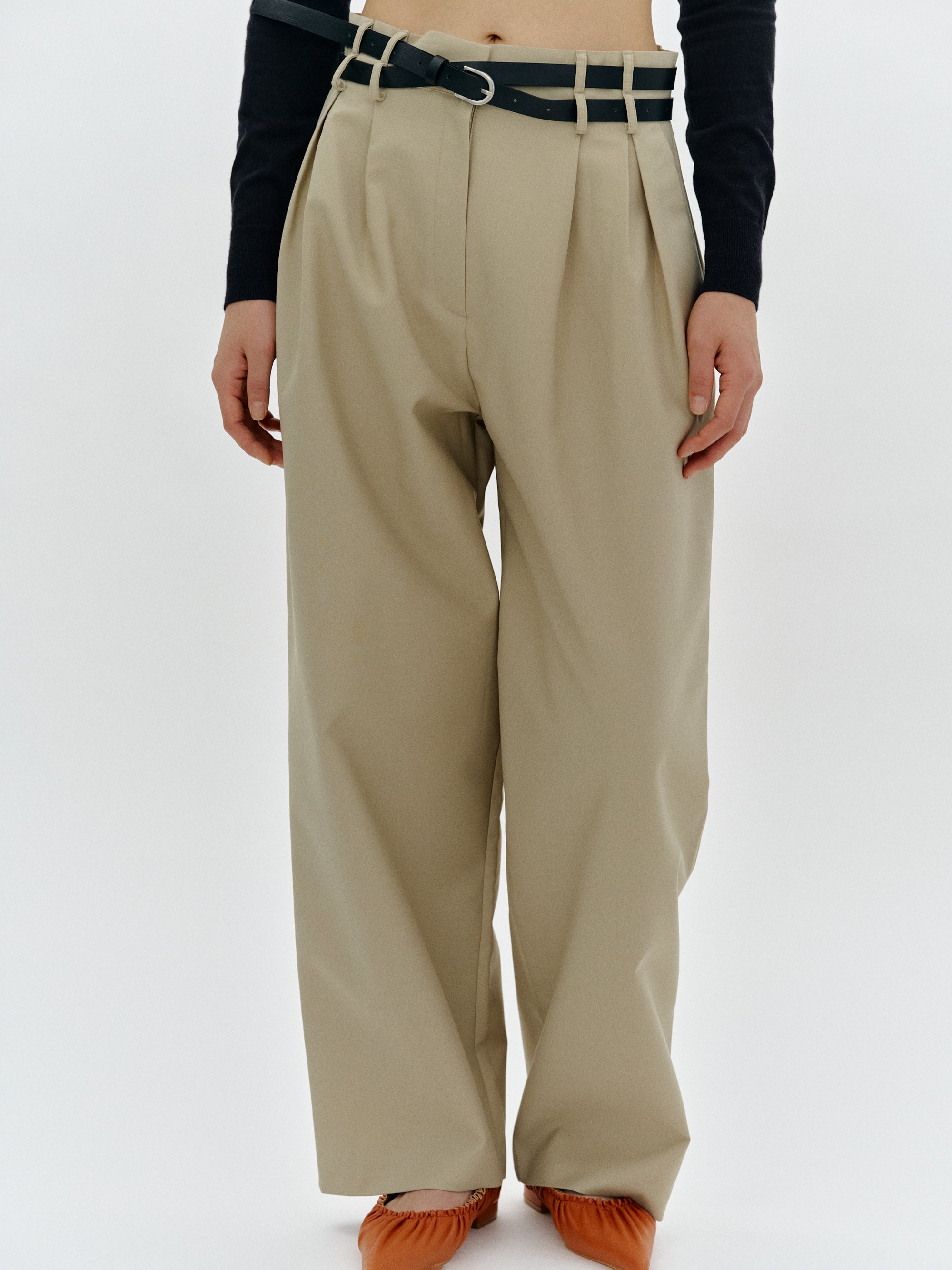 Double Belt Loop Trousers Grey  SourceUnknown