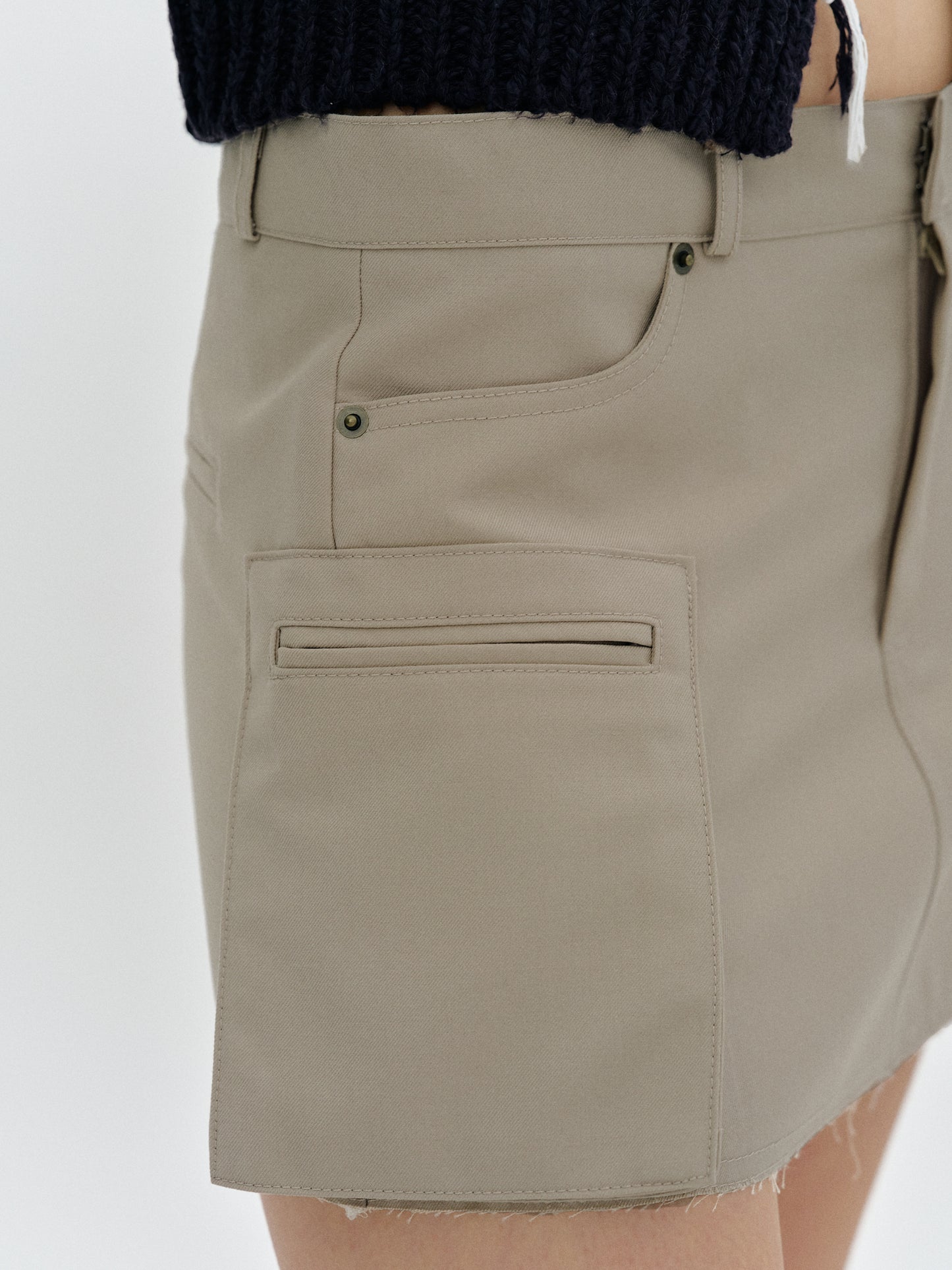 Welt Pocket Cargo Skirt, Almond