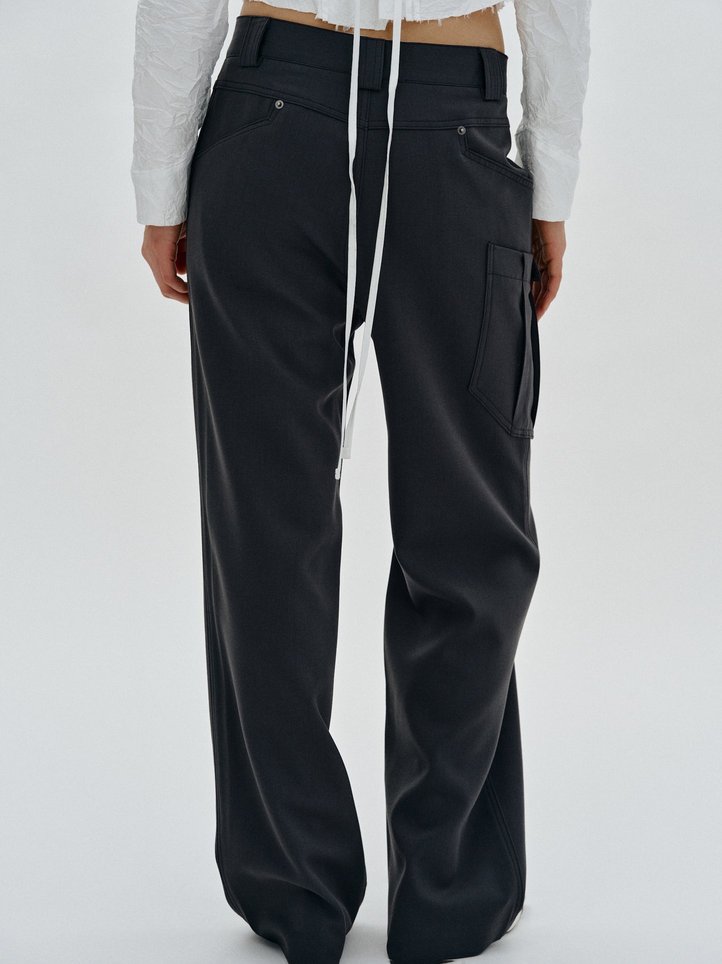 Slouchy Cargo Trousers, Dark Charcoal
