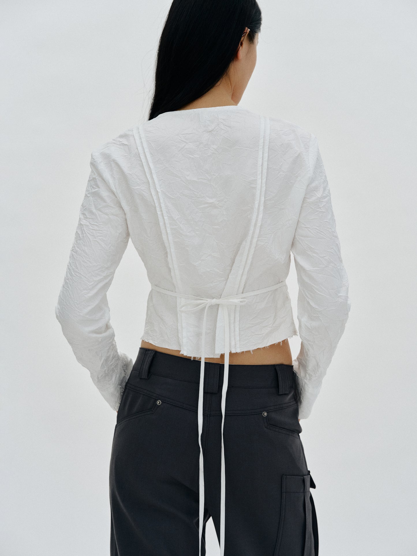 Crinkle Texture Shirt, White