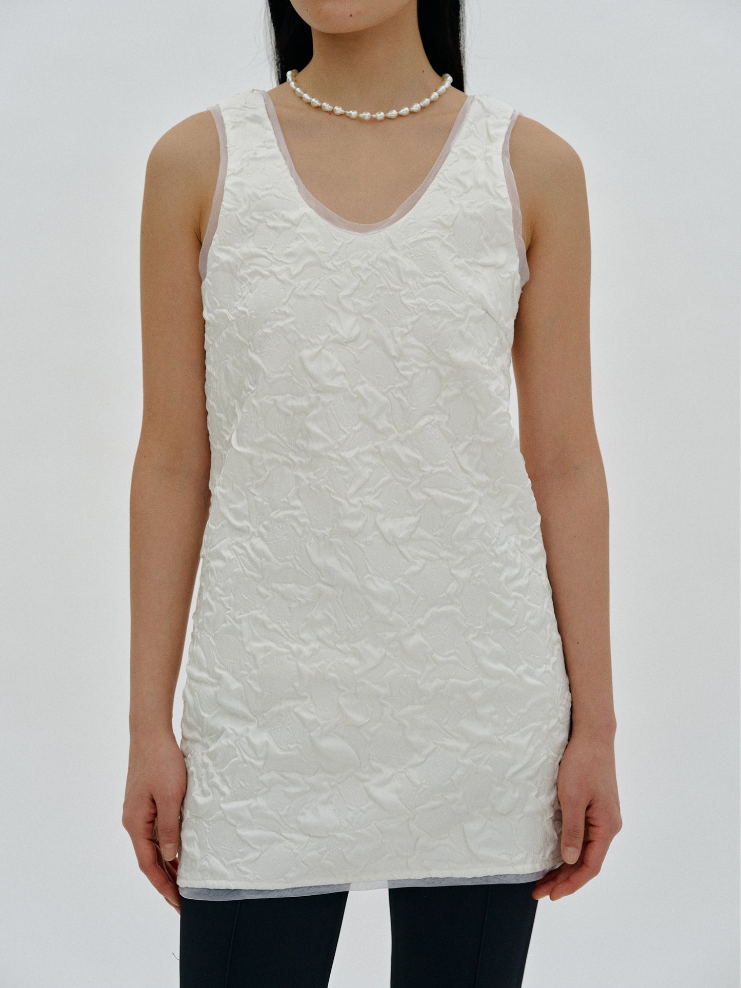 Embossed Mini Dress, White