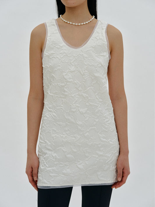 Embossed Mini Dress, White