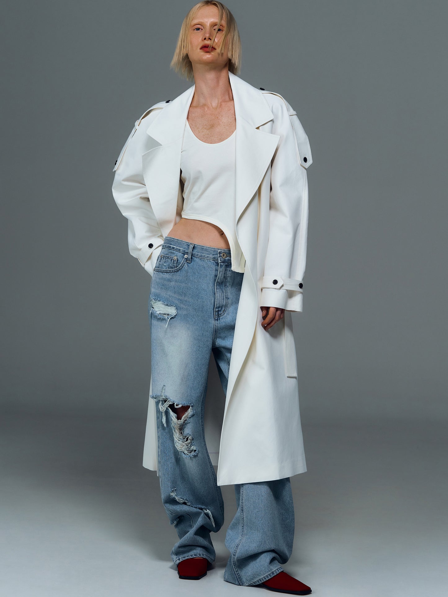 Classic Trench Coat, White