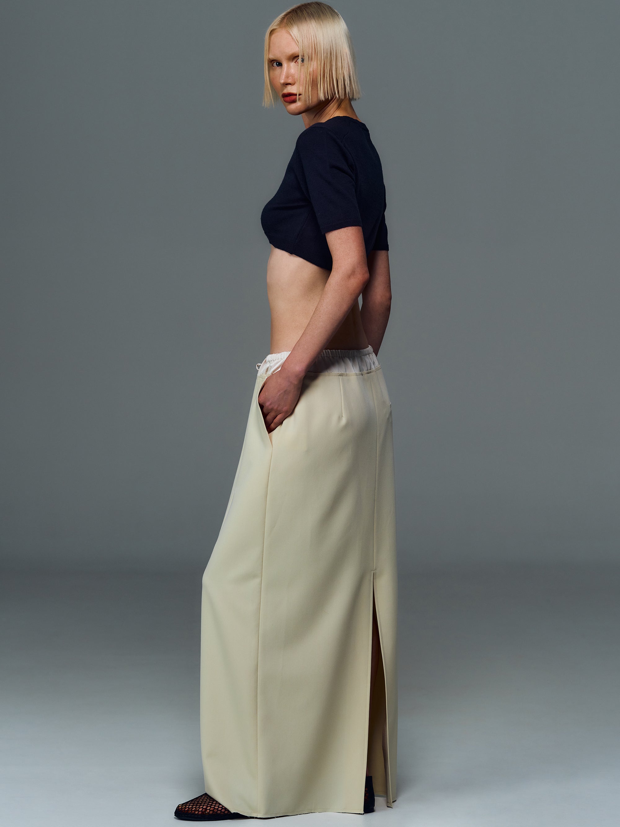 Green Satin Layered Skirt Set Design by December at Pernias Pop Up Shop  2023