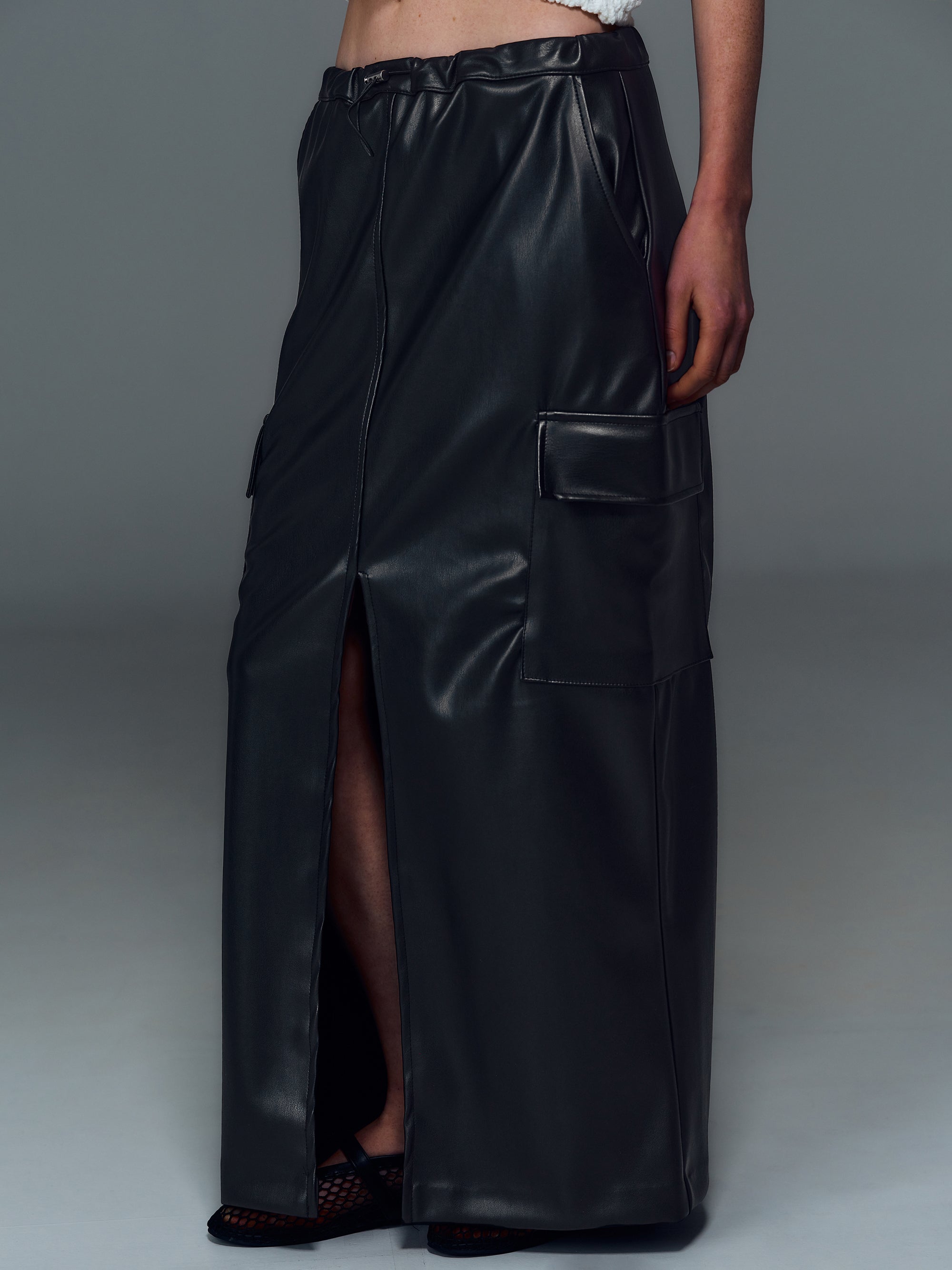 Parachute Leather Skirt, Black – SourceUnknown