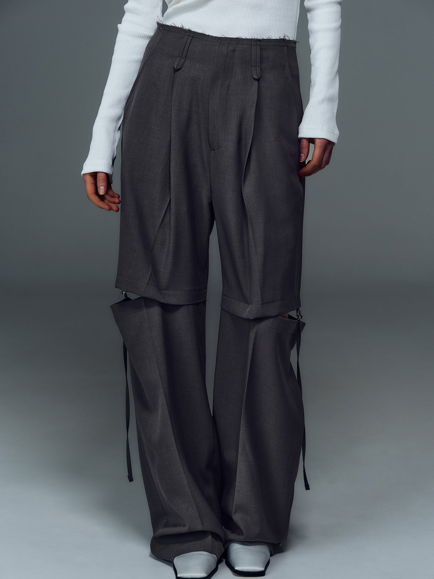 Interlock Cut-Out Trousers, Charcoal