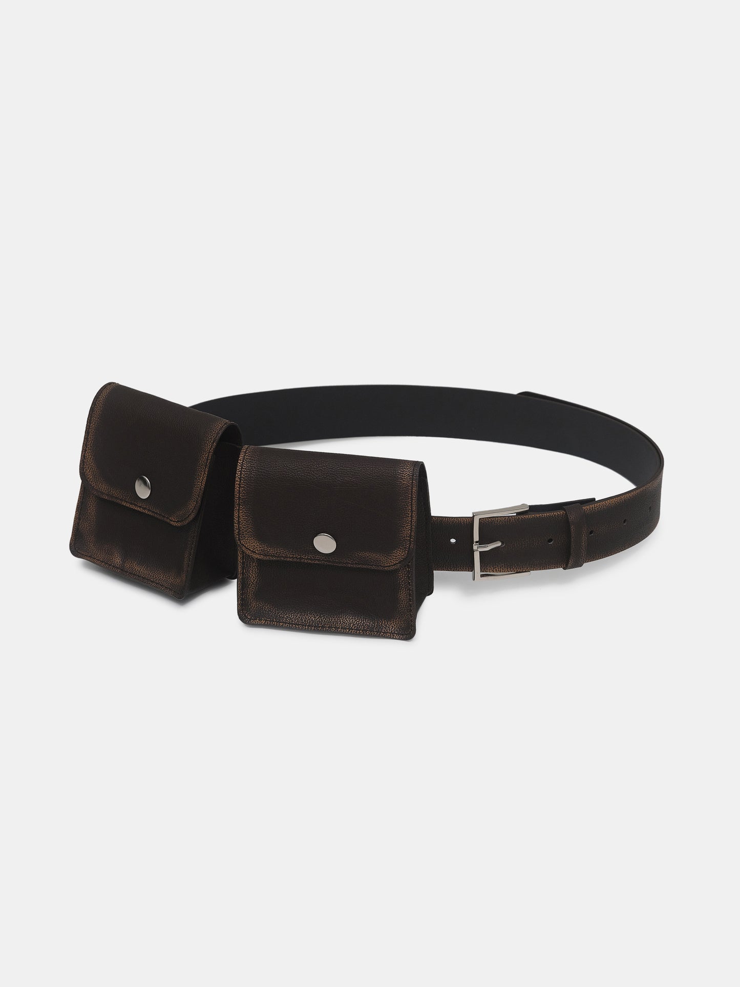 Faded Leather Pocket Belt, Brown