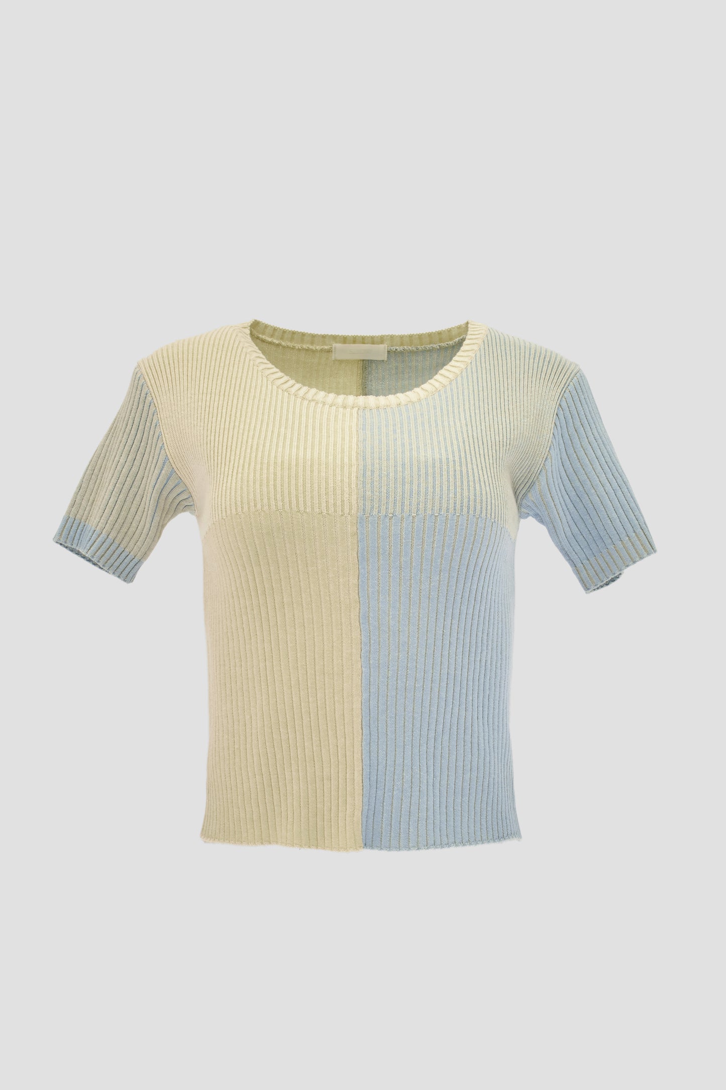 Colorblock Ribbed Knit Top, Blue
