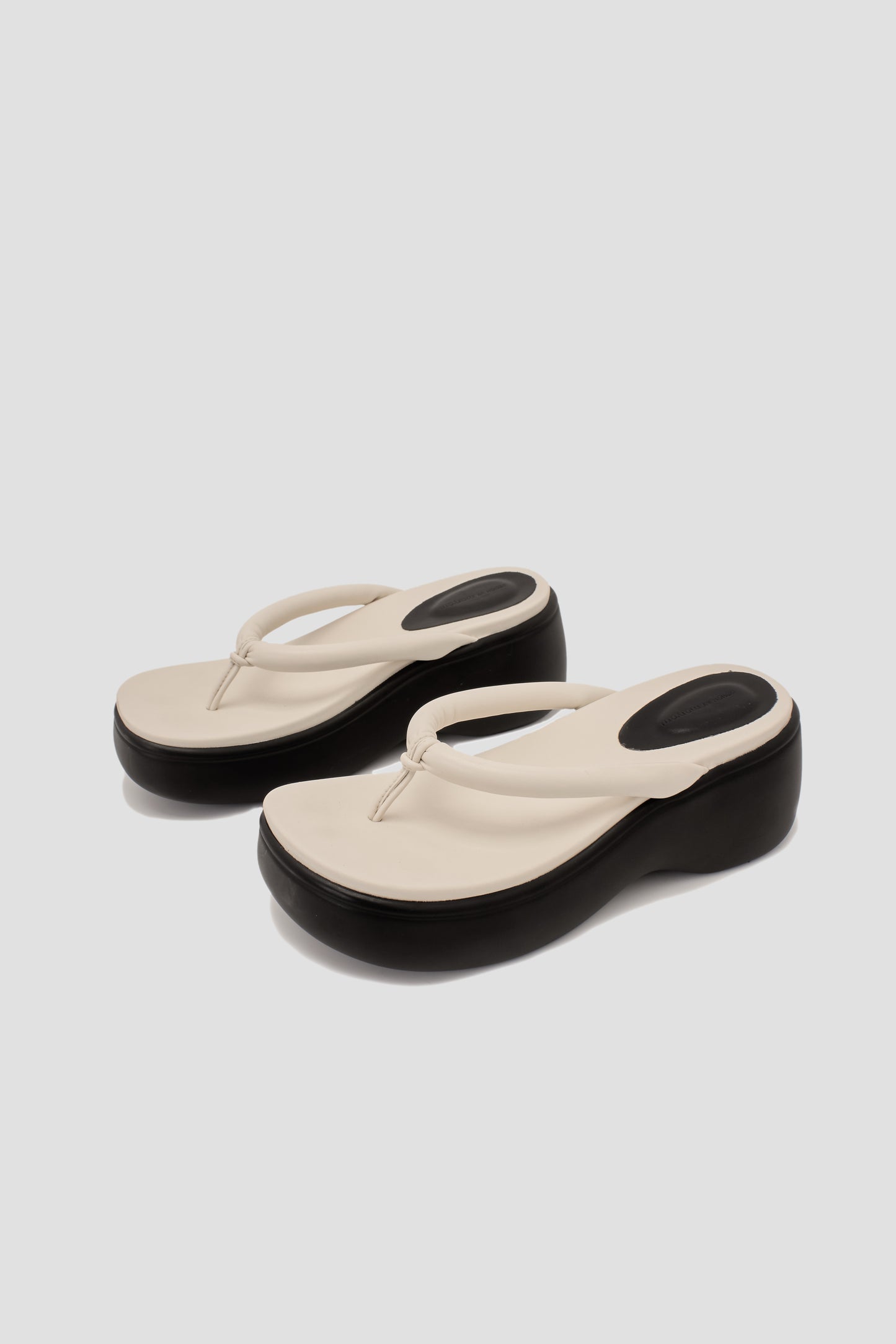 Platform Wedge Thong Sandals, Ivory