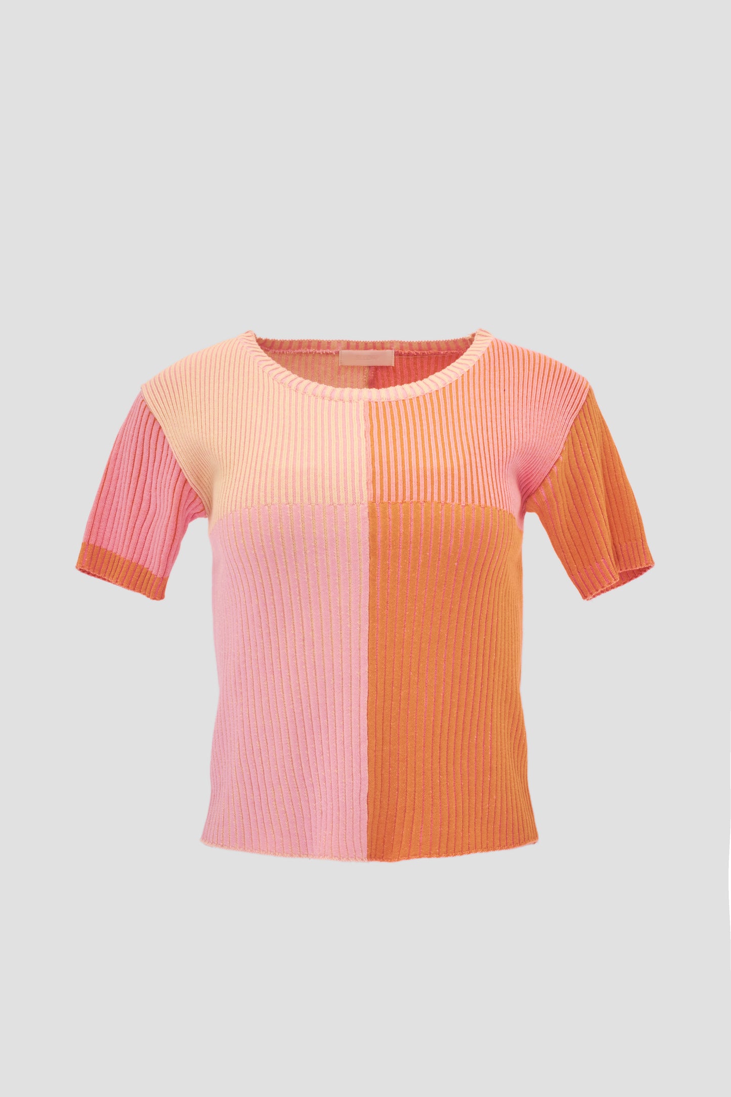 Colorblock Ribbed Knit Top, Pink