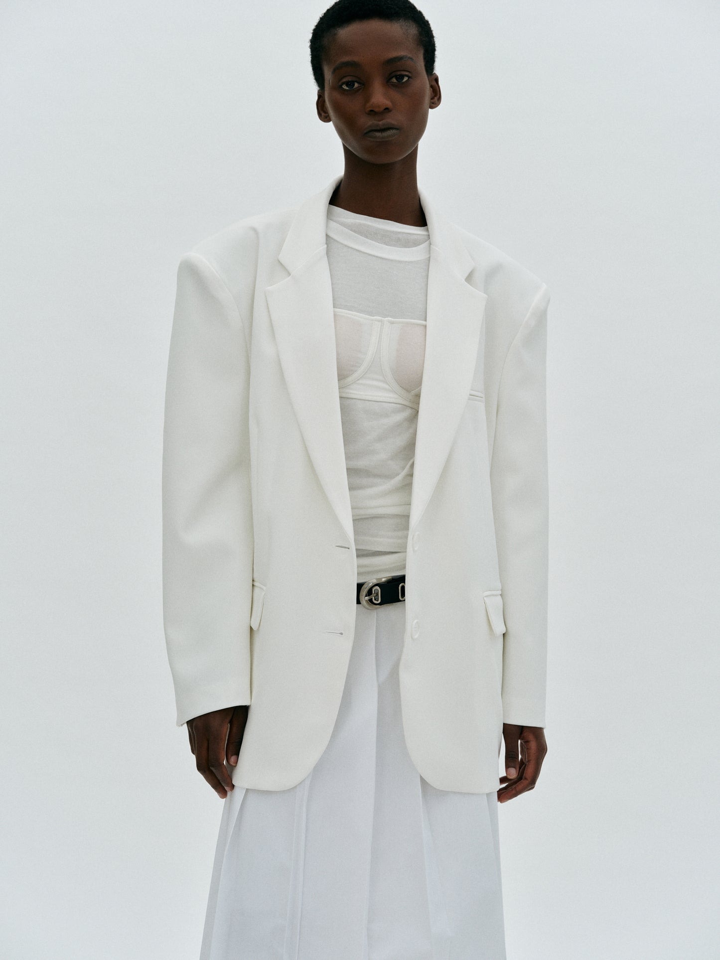 Boxy Suit Blazer, Ivory
