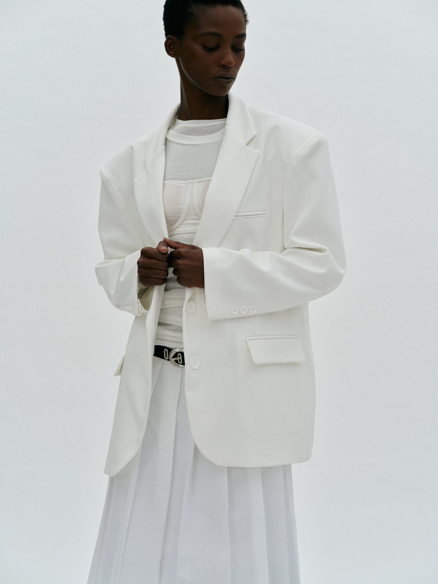 Boxy Suit Blazer, Ivory