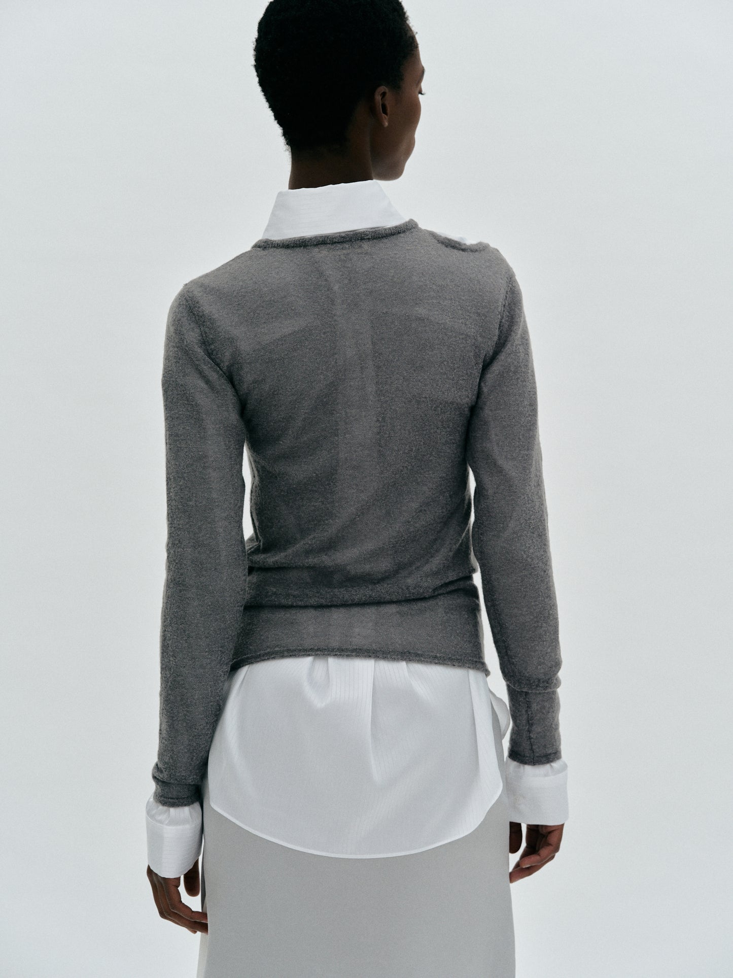 Cut-Out Sheer Knit, Grey