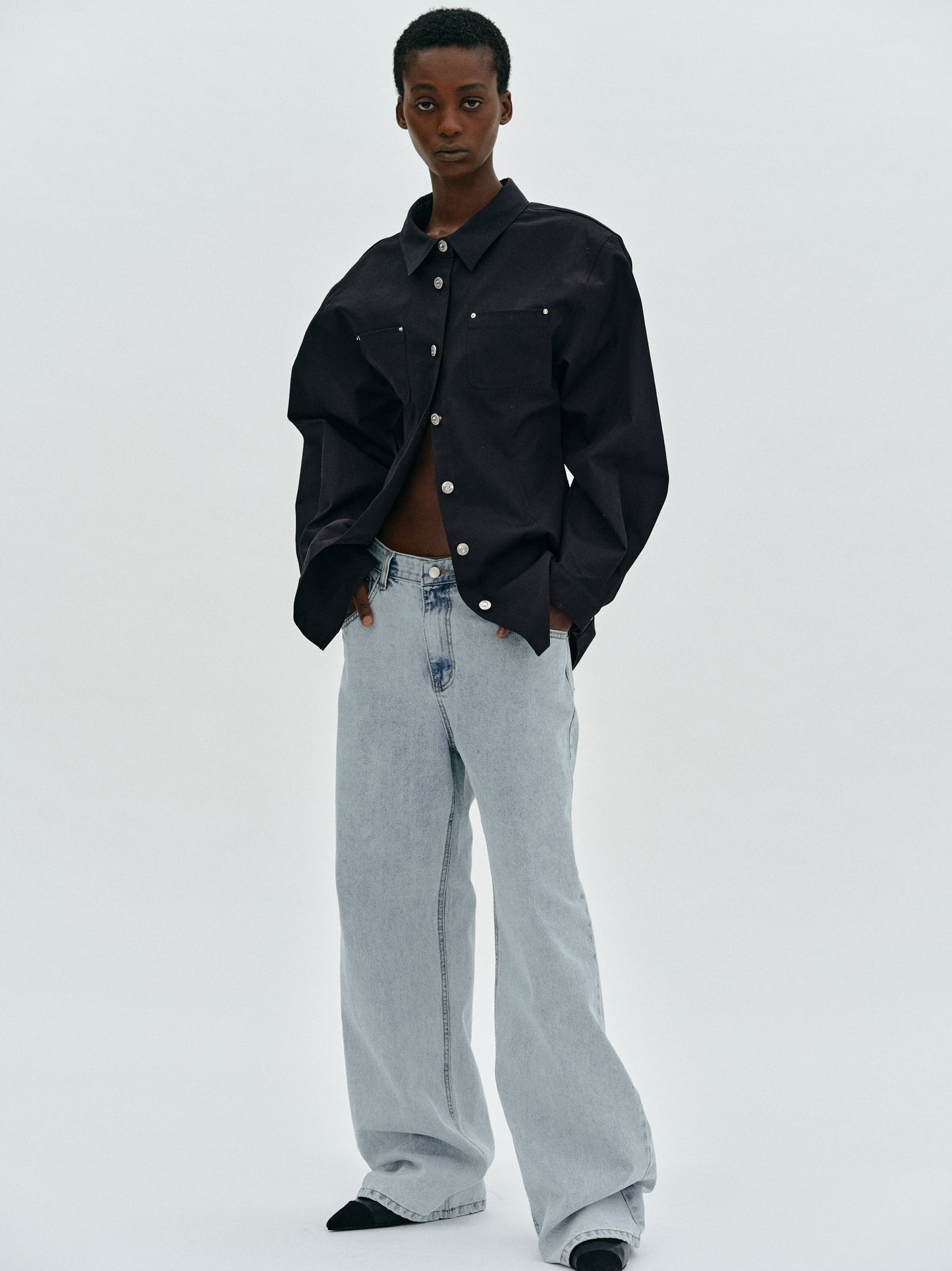 Relaxed Straight Jeans, Light Blue