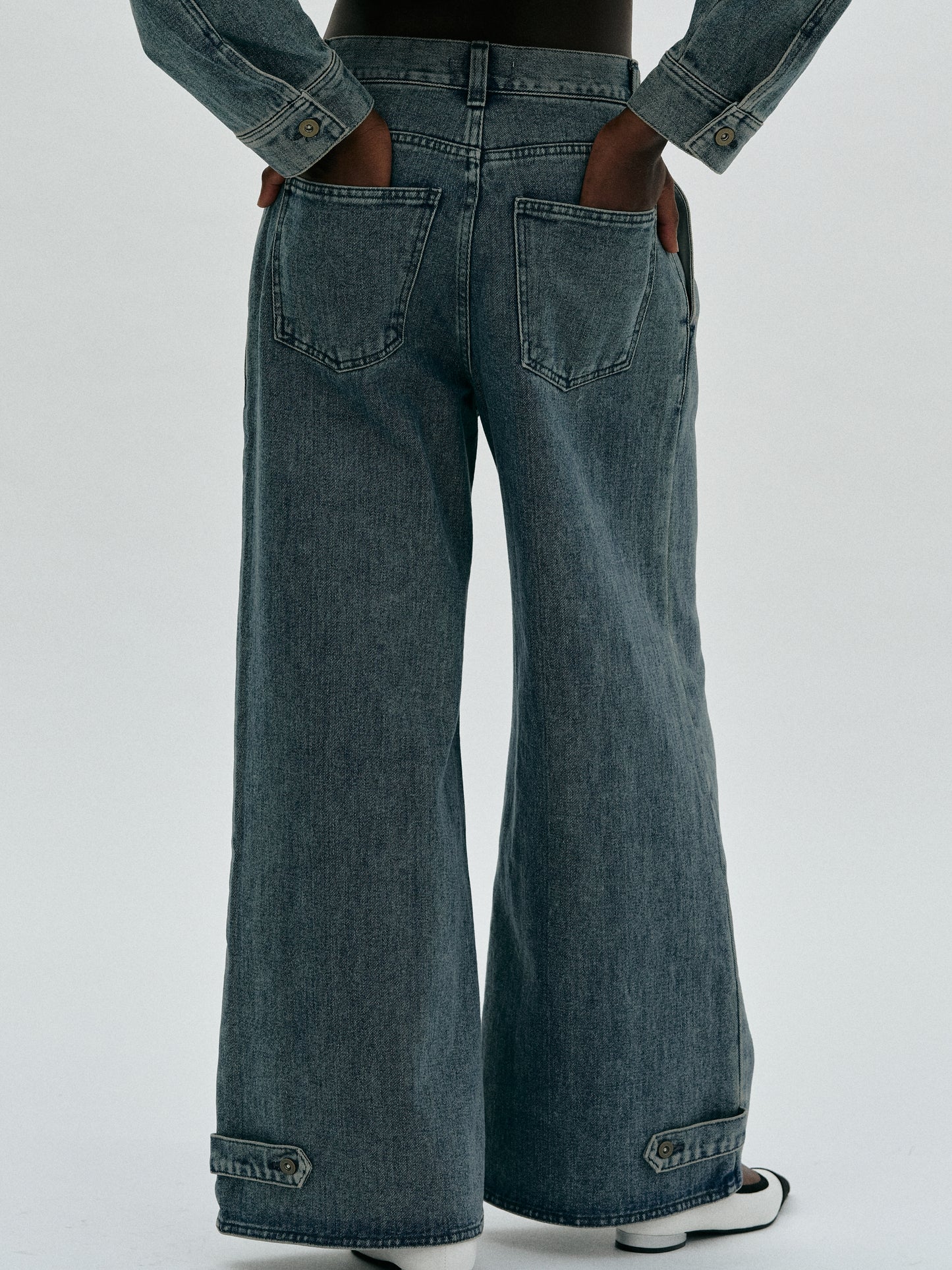 Wide Pleated Jeans, Blue