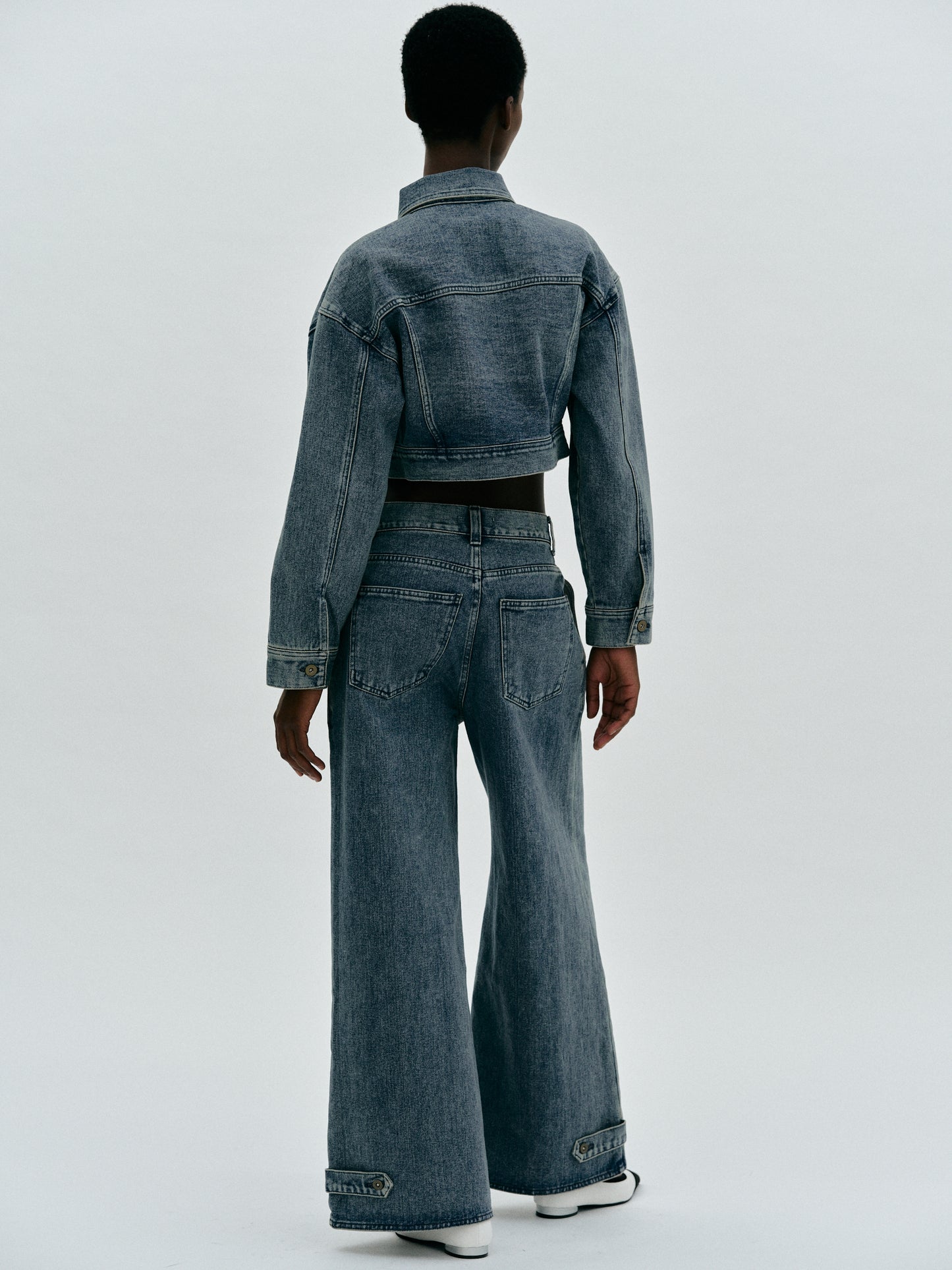 Wide Pleated Jeans, Blue