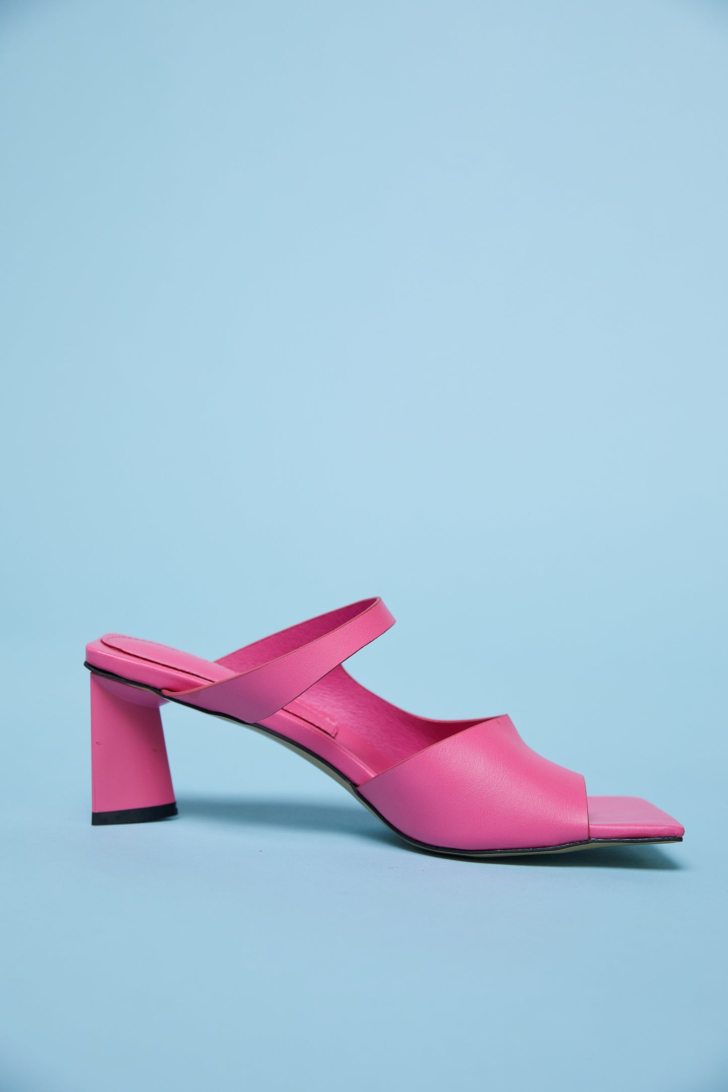 Square Toe Heeled Slides, Pink