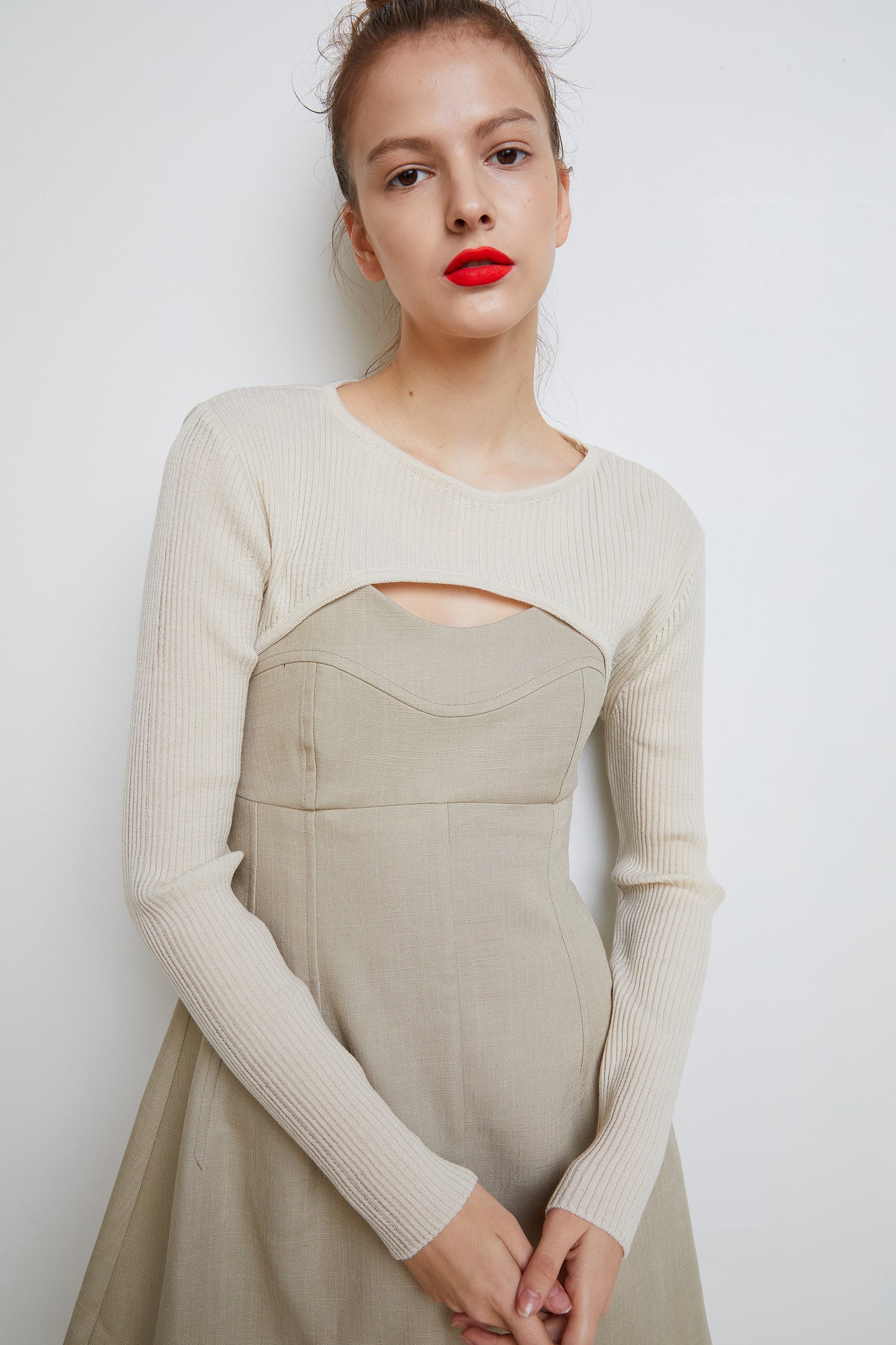 Cut Out Cropped Knit, Ivory