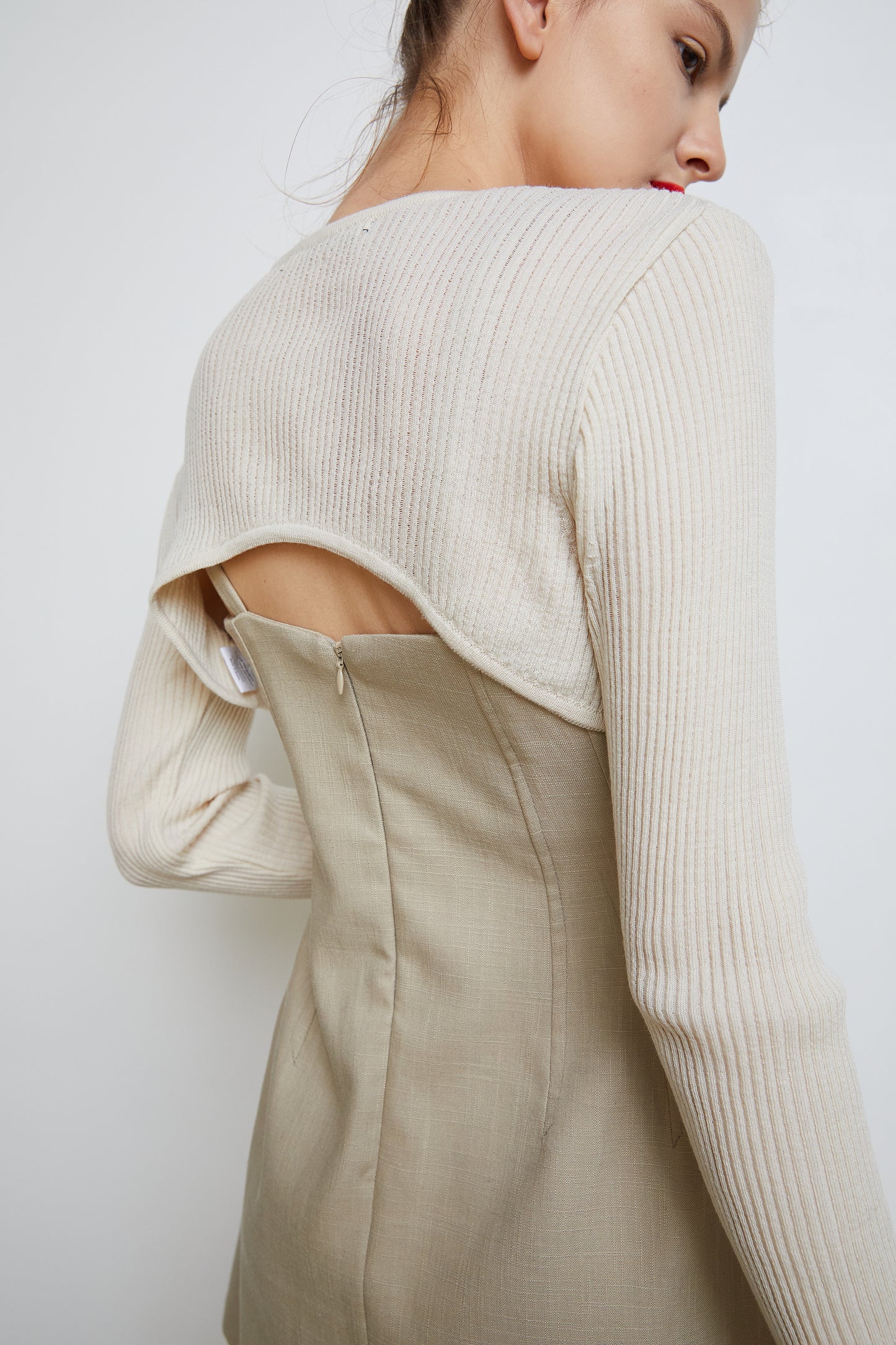 Cut Out Cropped Knit, Ivory