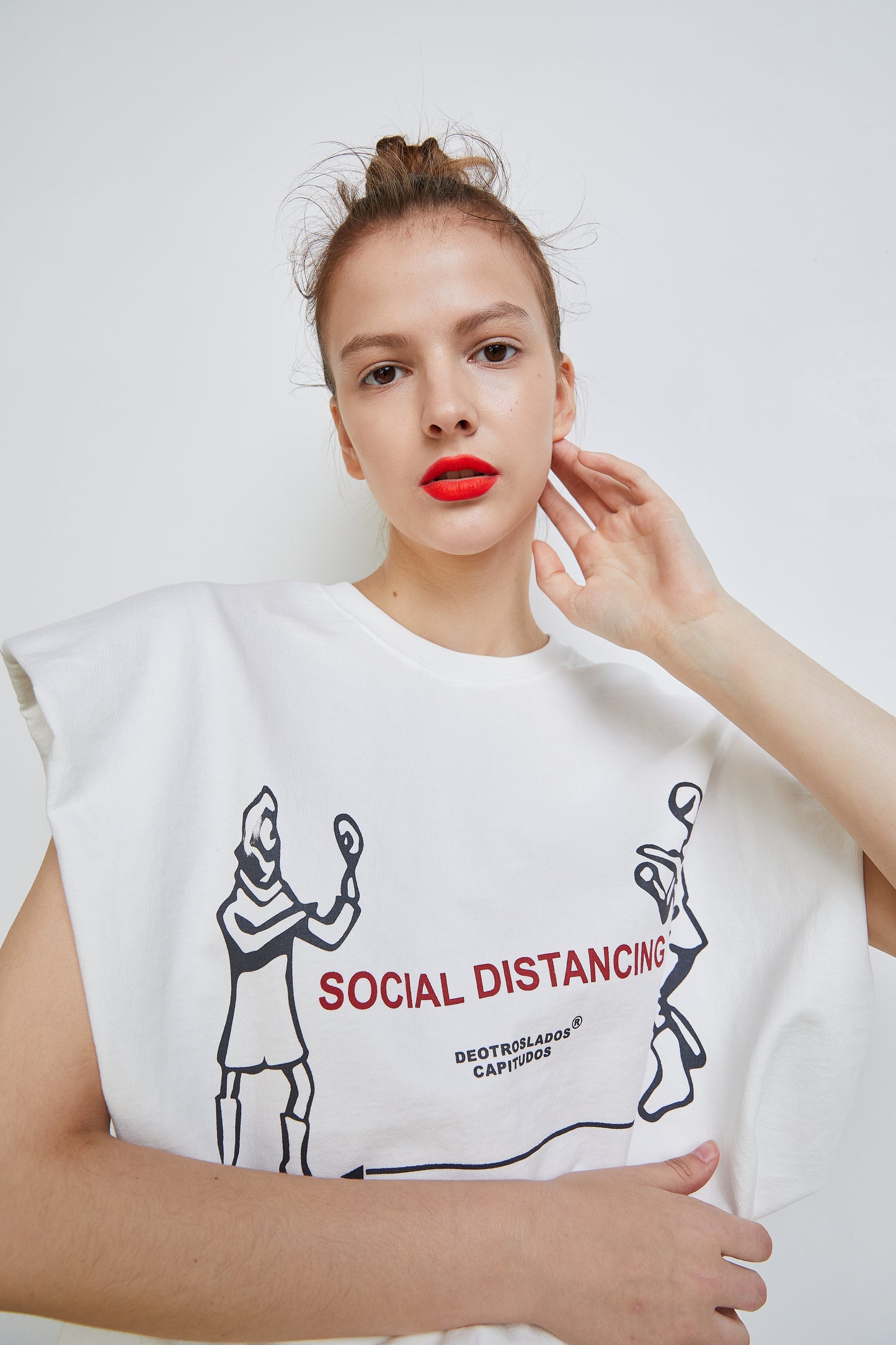 Social Distancing Muscle T-shirt, White