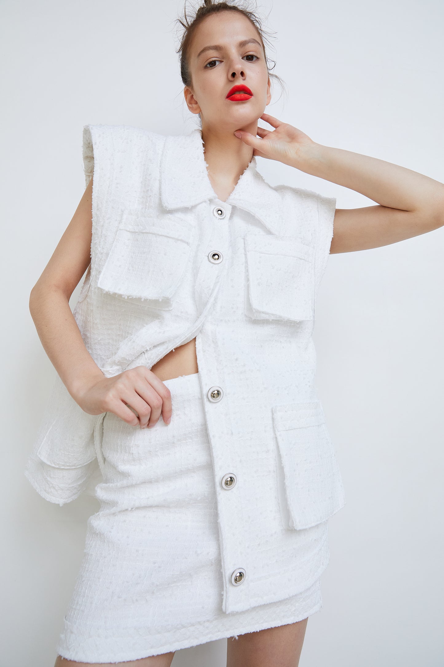 Tweed Mini Skirt, Off White