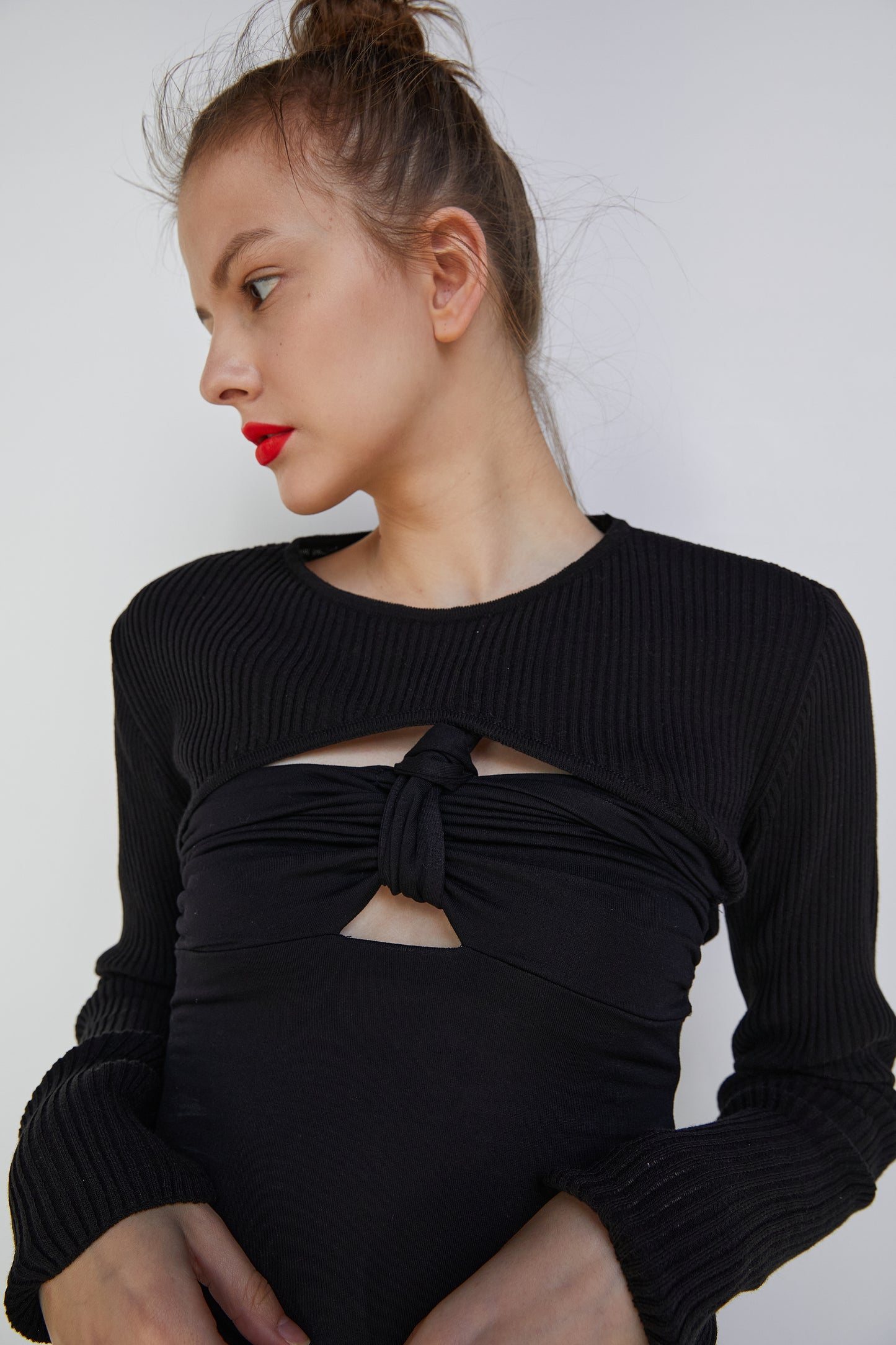 Cut Out Cropped Knit, Black