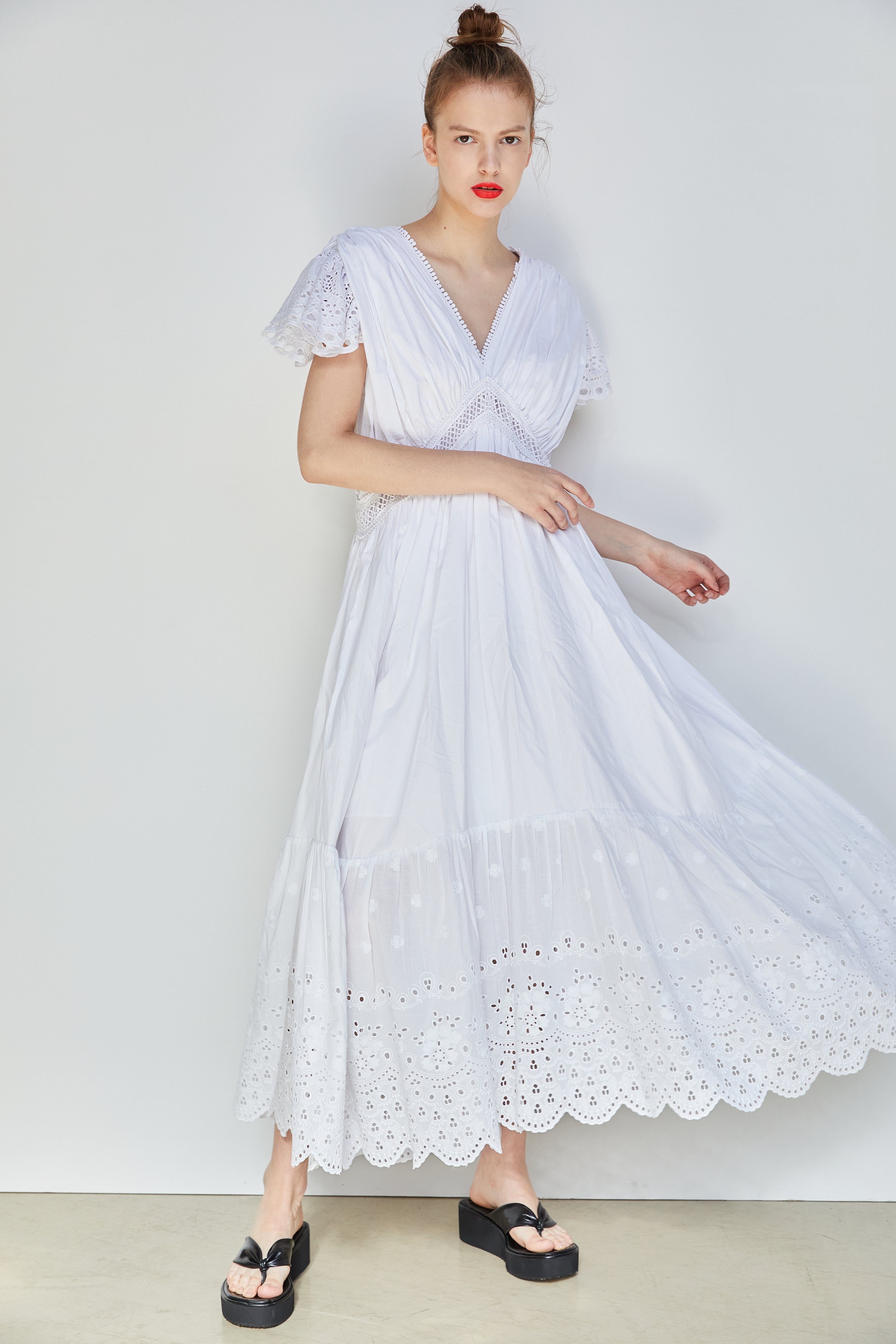 Maxi Eyelet Dress, White – SourceUnknown