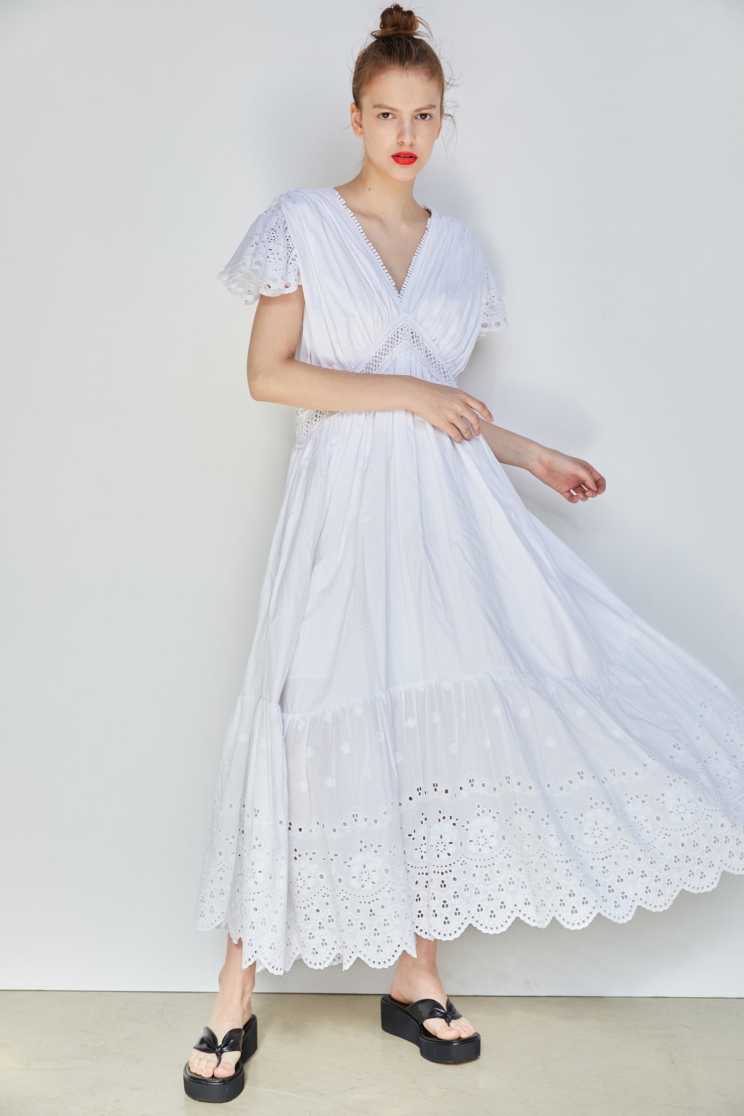 Maxi Eyelet Dress, White