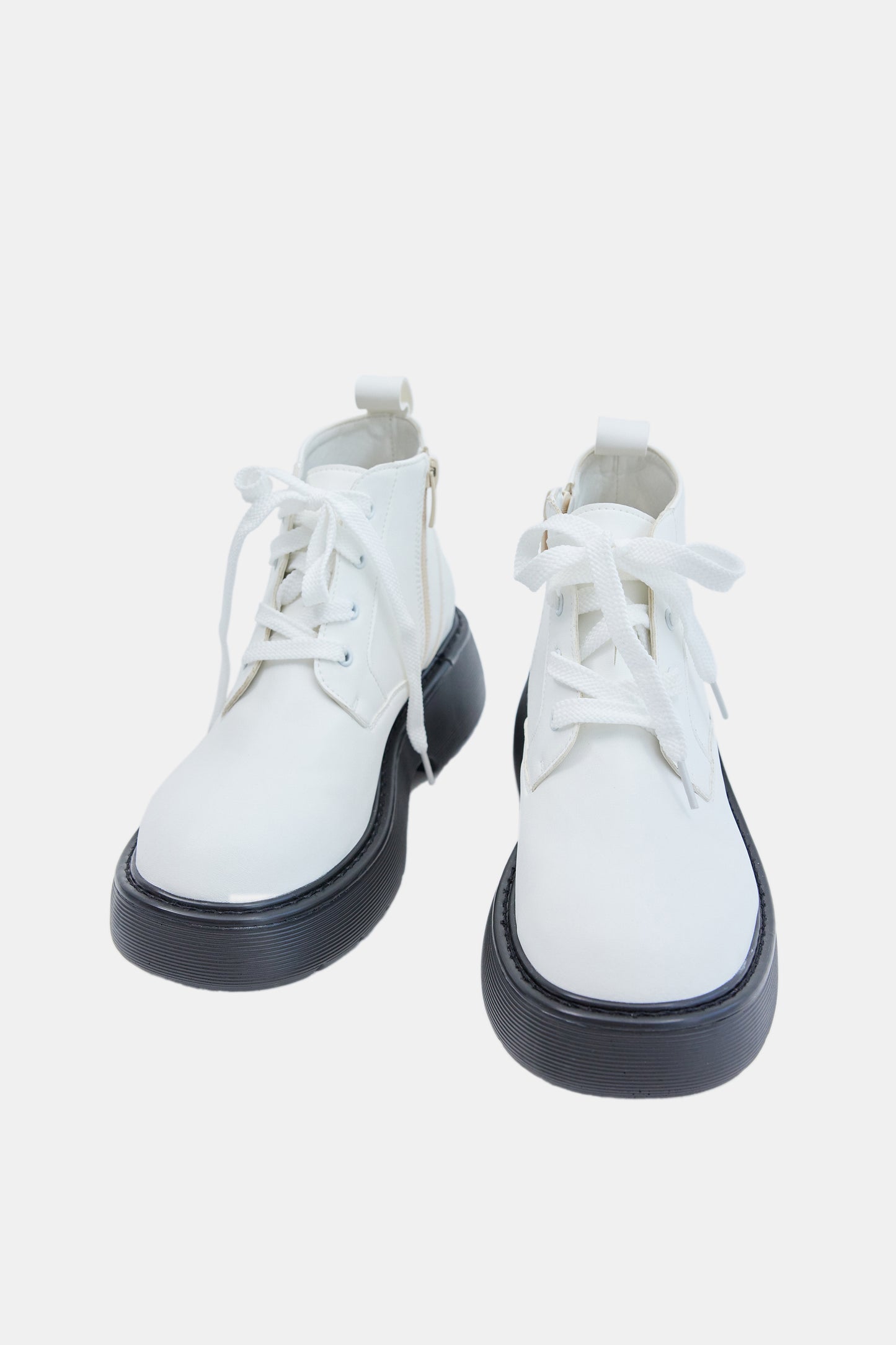 Combat Lace Up Boots, White & Black