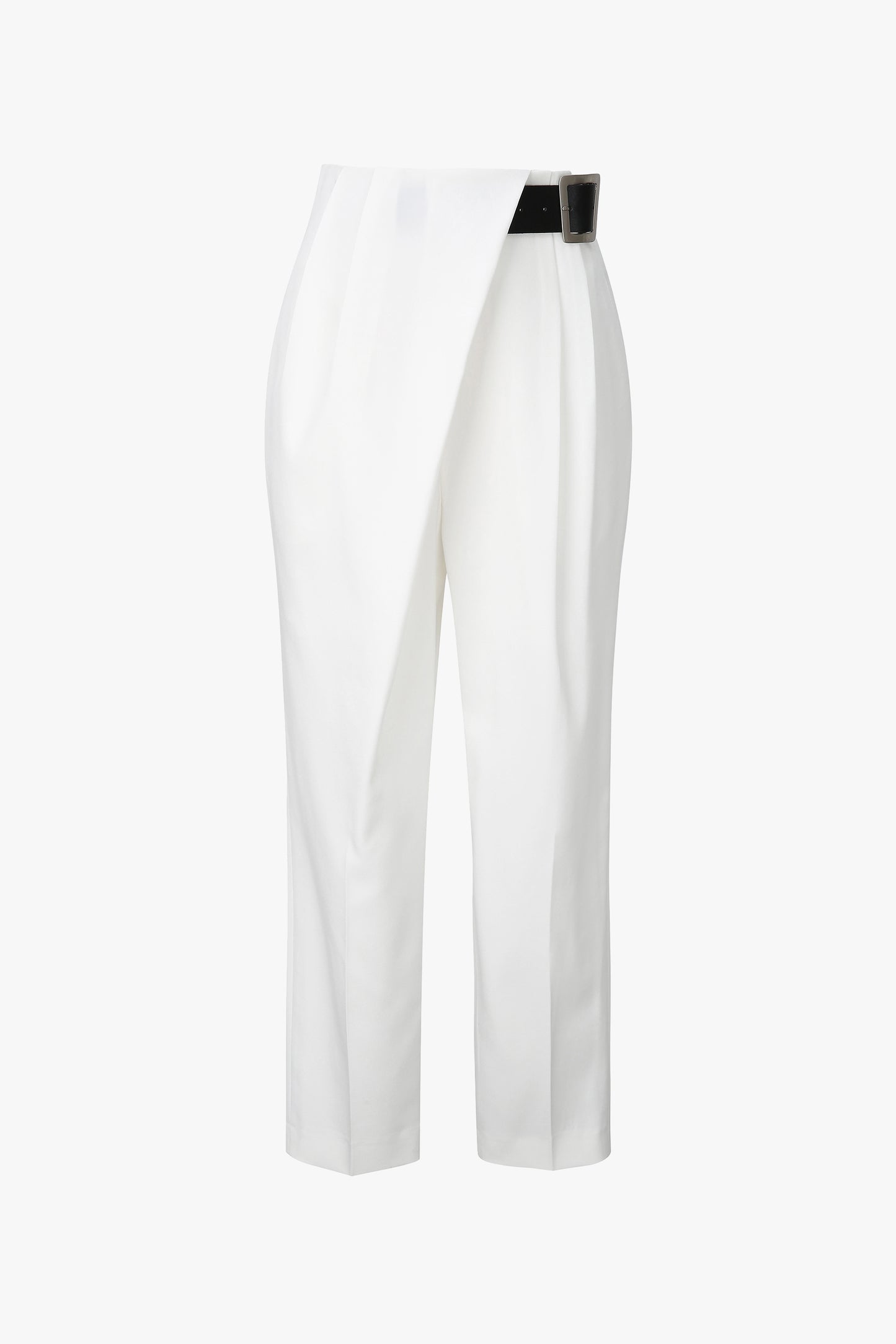 Draped Trouser With Belt, White