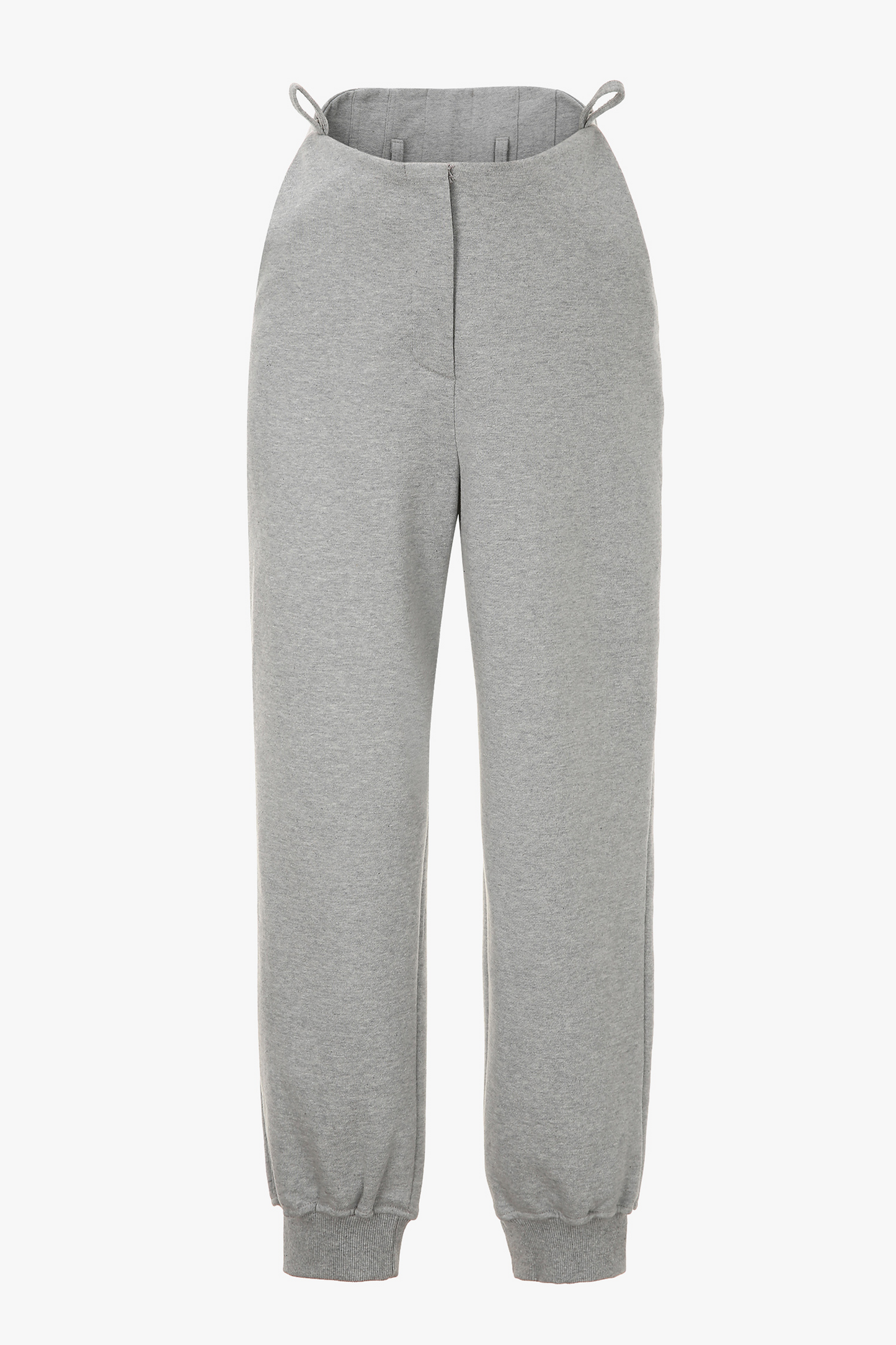 High Rise Zip Front Jogging Pants, Grey