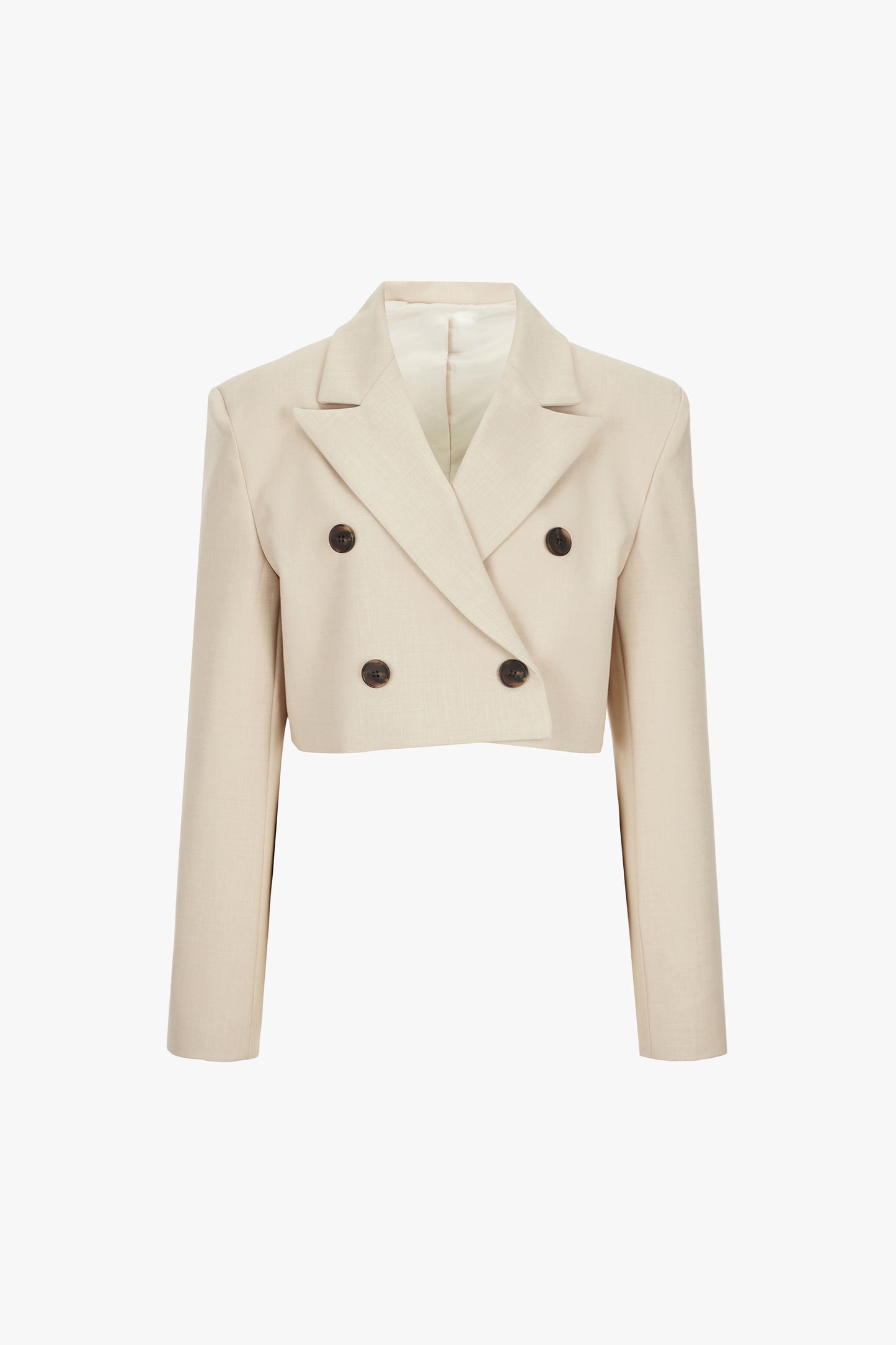 Double Breasted Cropped Blazer, Sesame Beige