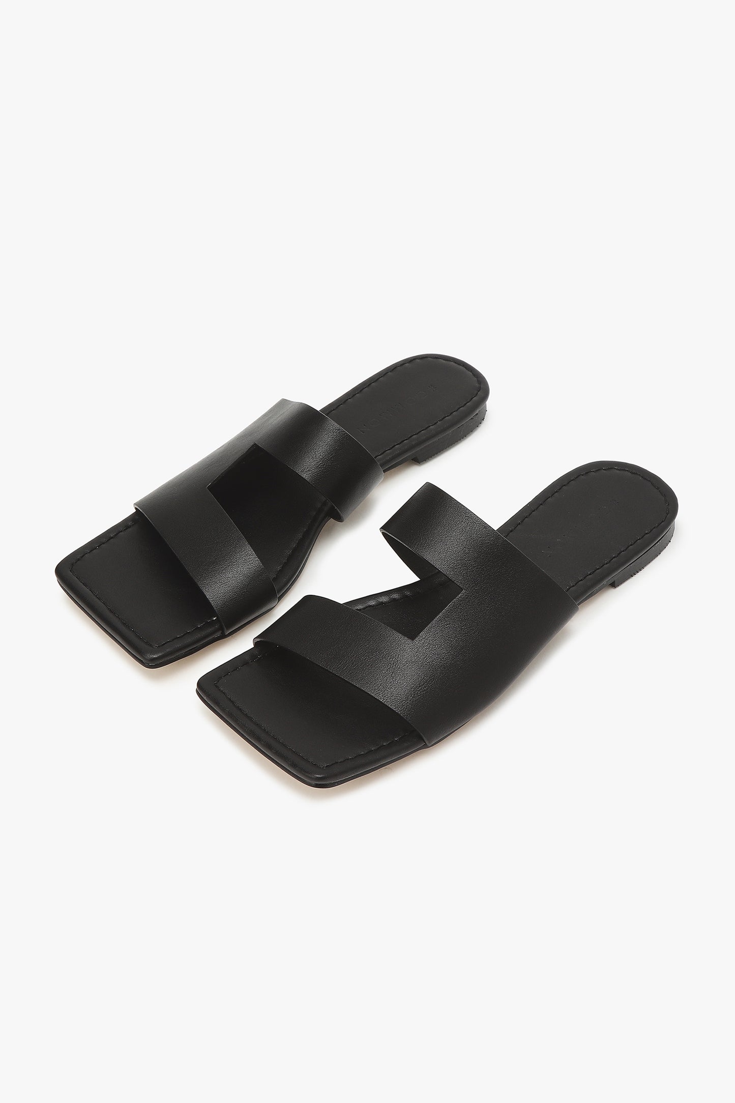 Cut Out Slide Sandals, Black